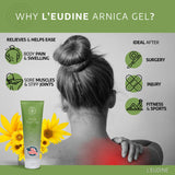 Soin quotidien avec L’EUDINE Gel Arnica pour le bien-être musculaire.