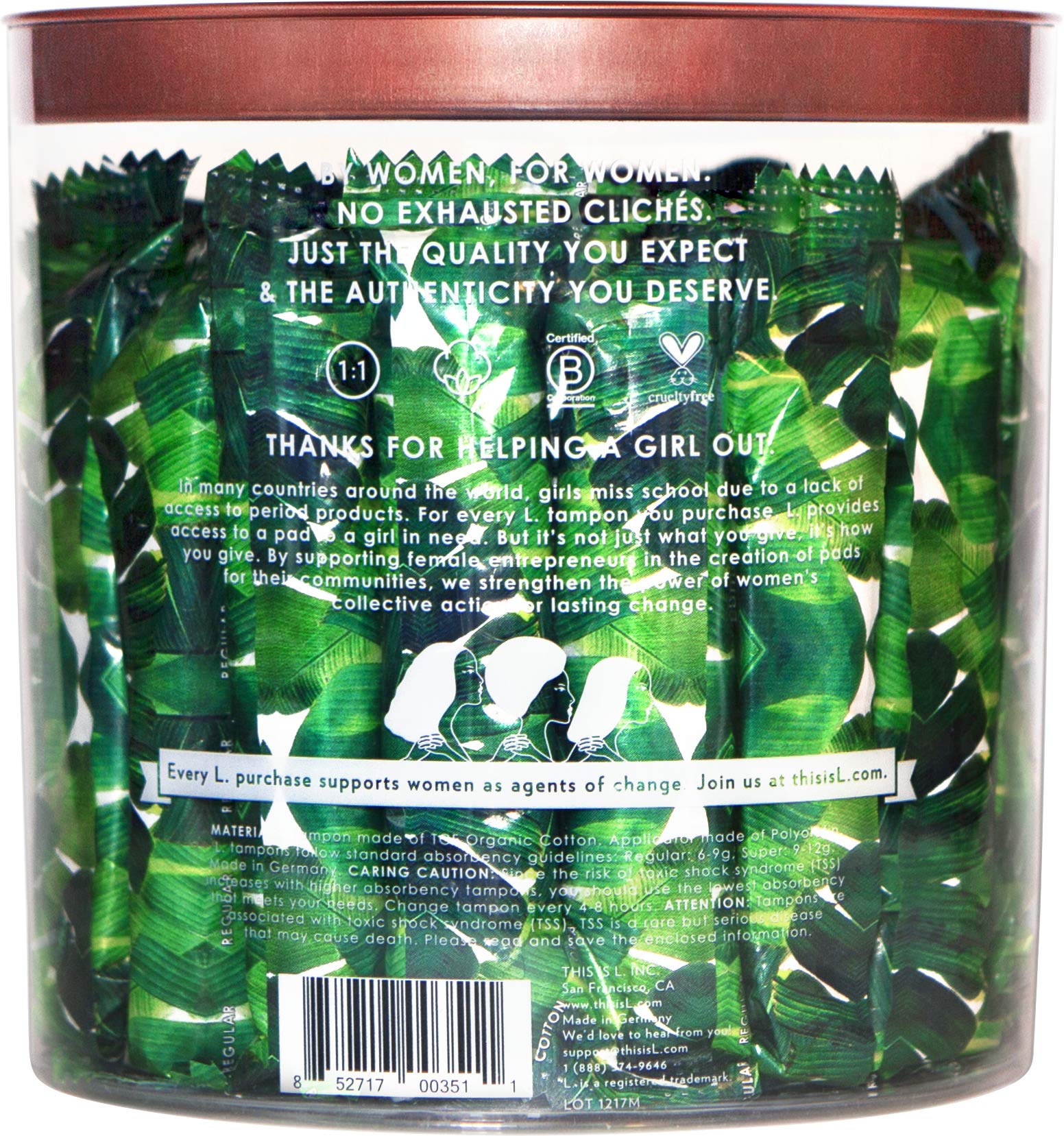 Lot tampons L. coton biologique, super absorbants, pratique pour déplacements et quotidien.