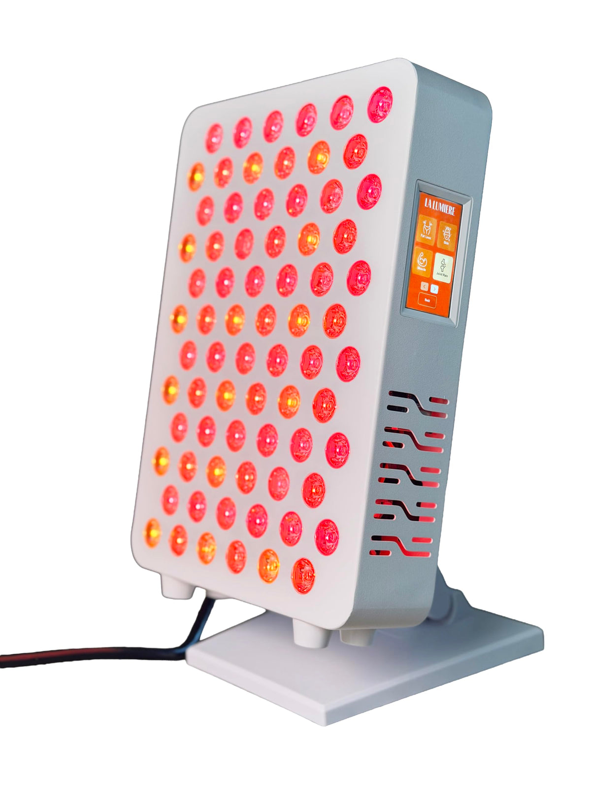 La Lumiere Therapy panneau visage, peau revitalisée et lumineuse après séance.