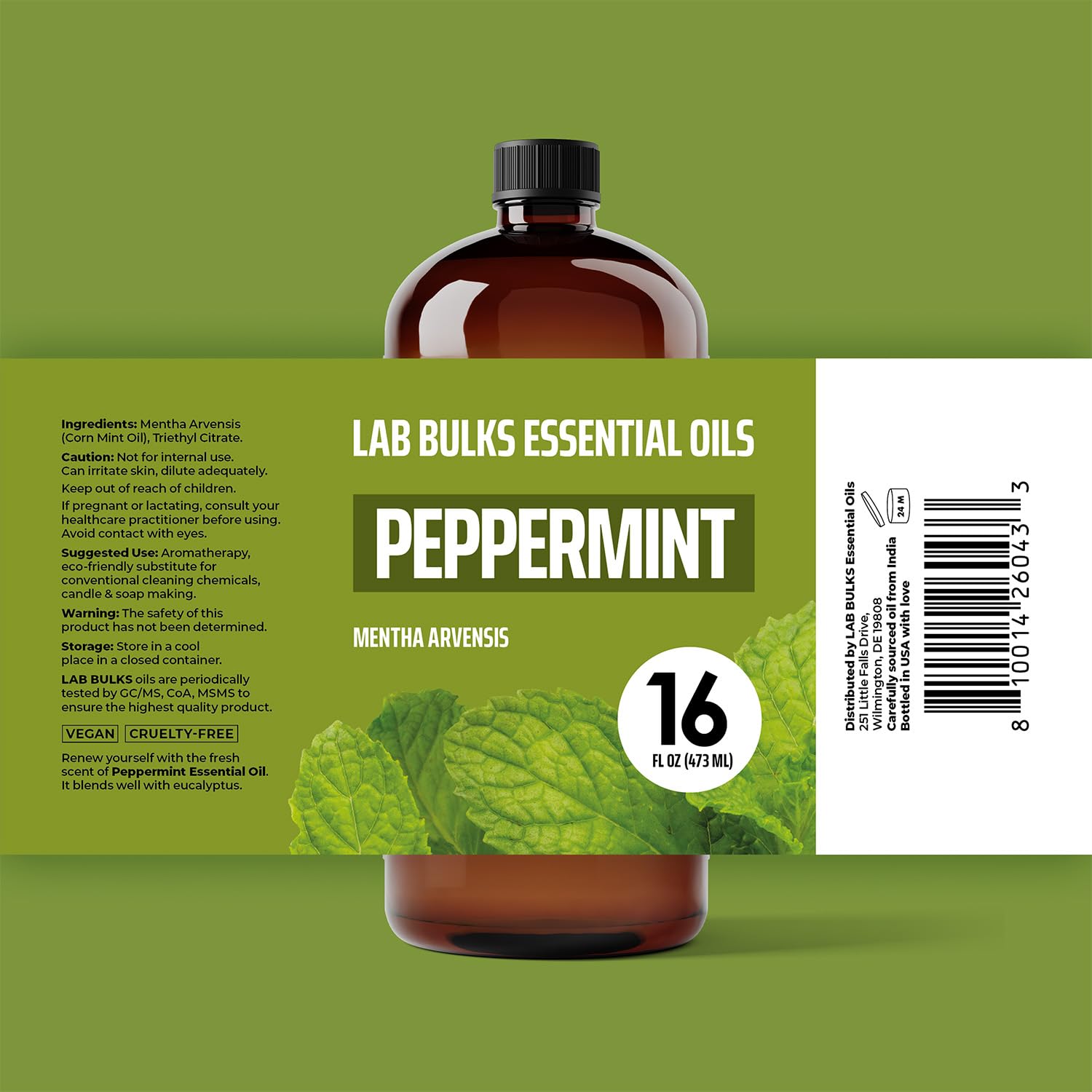 Lab Bulks Huile Menthe: nettoyant maison parfumé et efficace