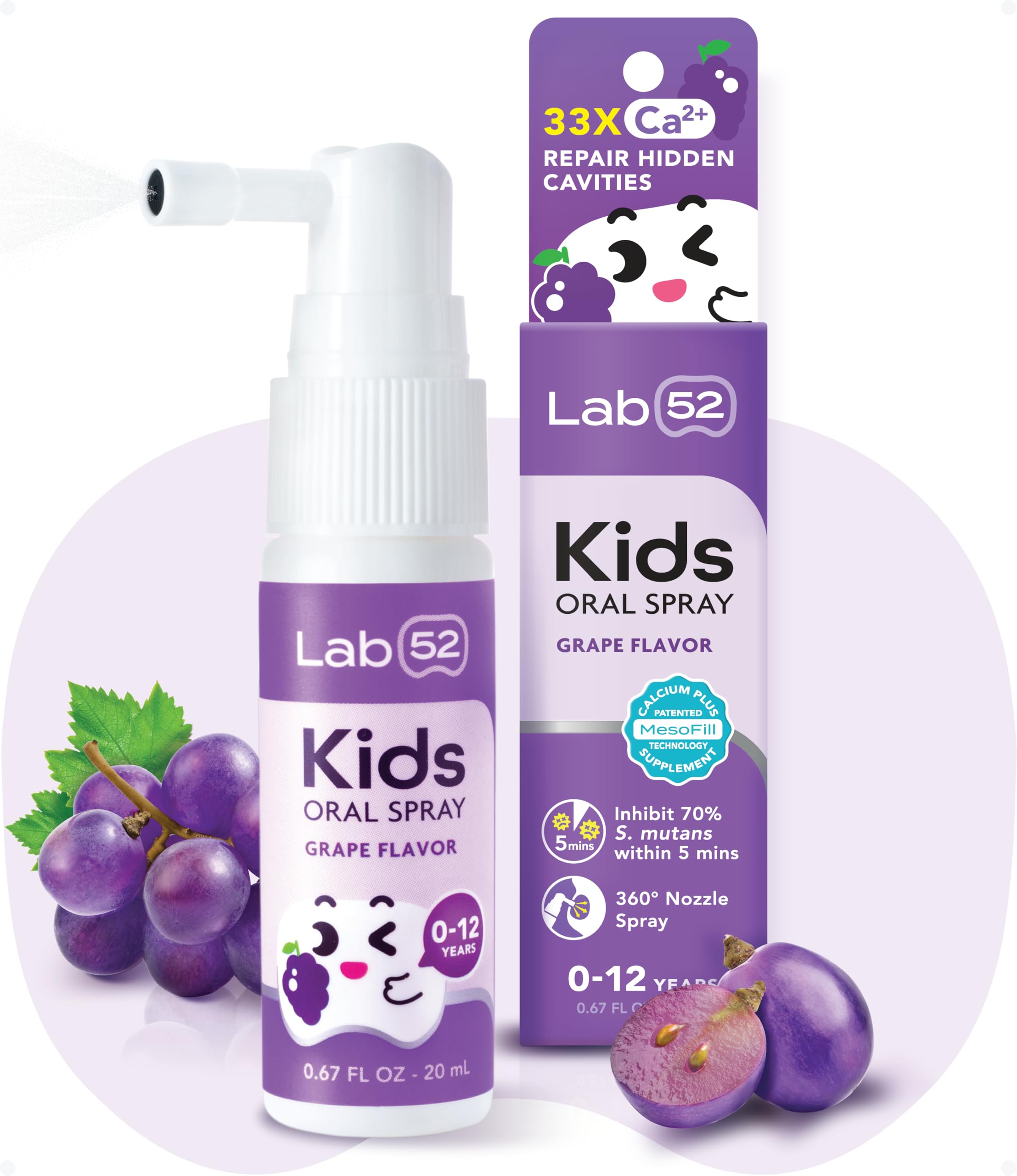 LAB52 Kids Oral Spray : bouteille 20 ml prête pour les routines dentaires.