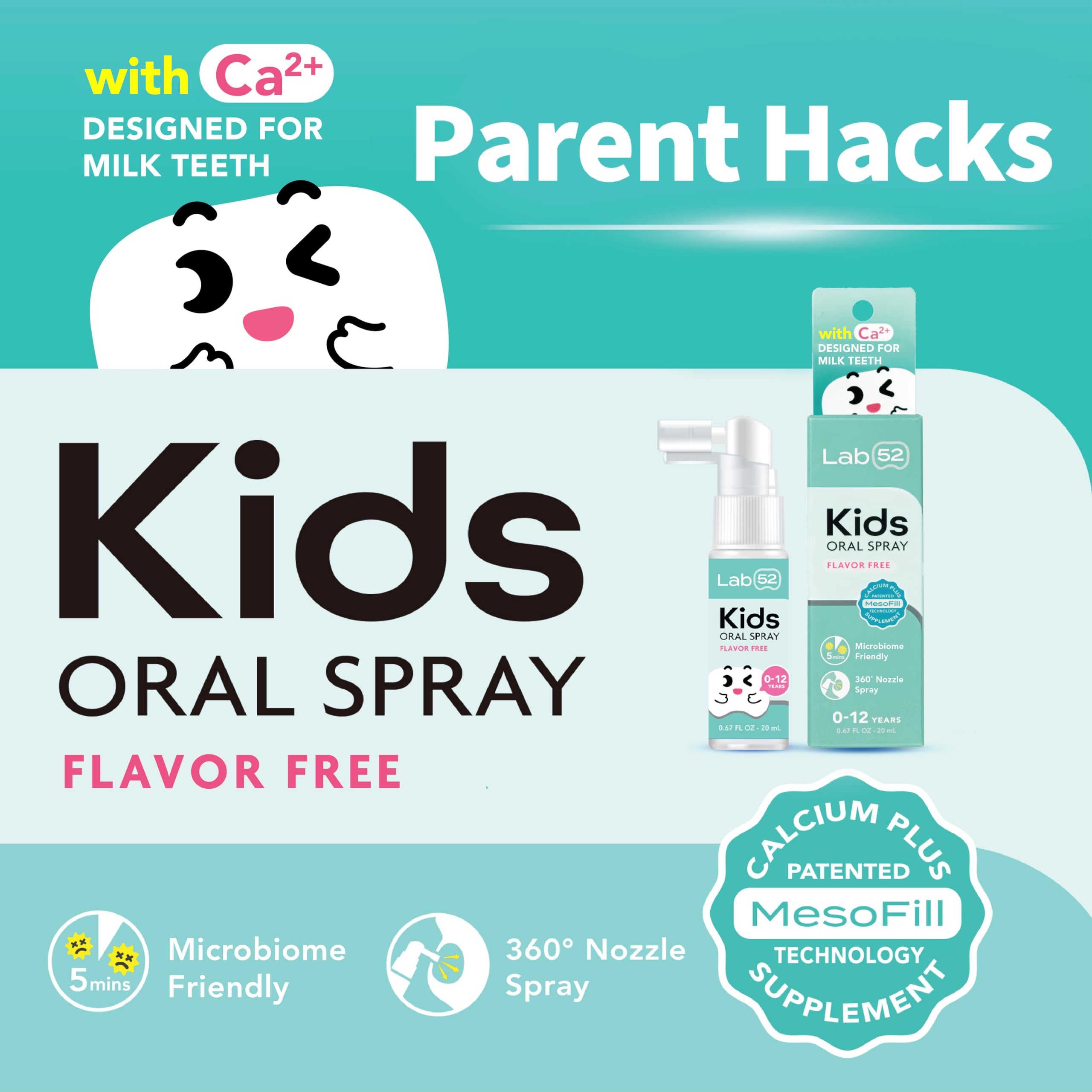 LAB52 Kids Oral Spray – pulvérisation facile pour nettoyer la bouche sans réveiller bébé.
