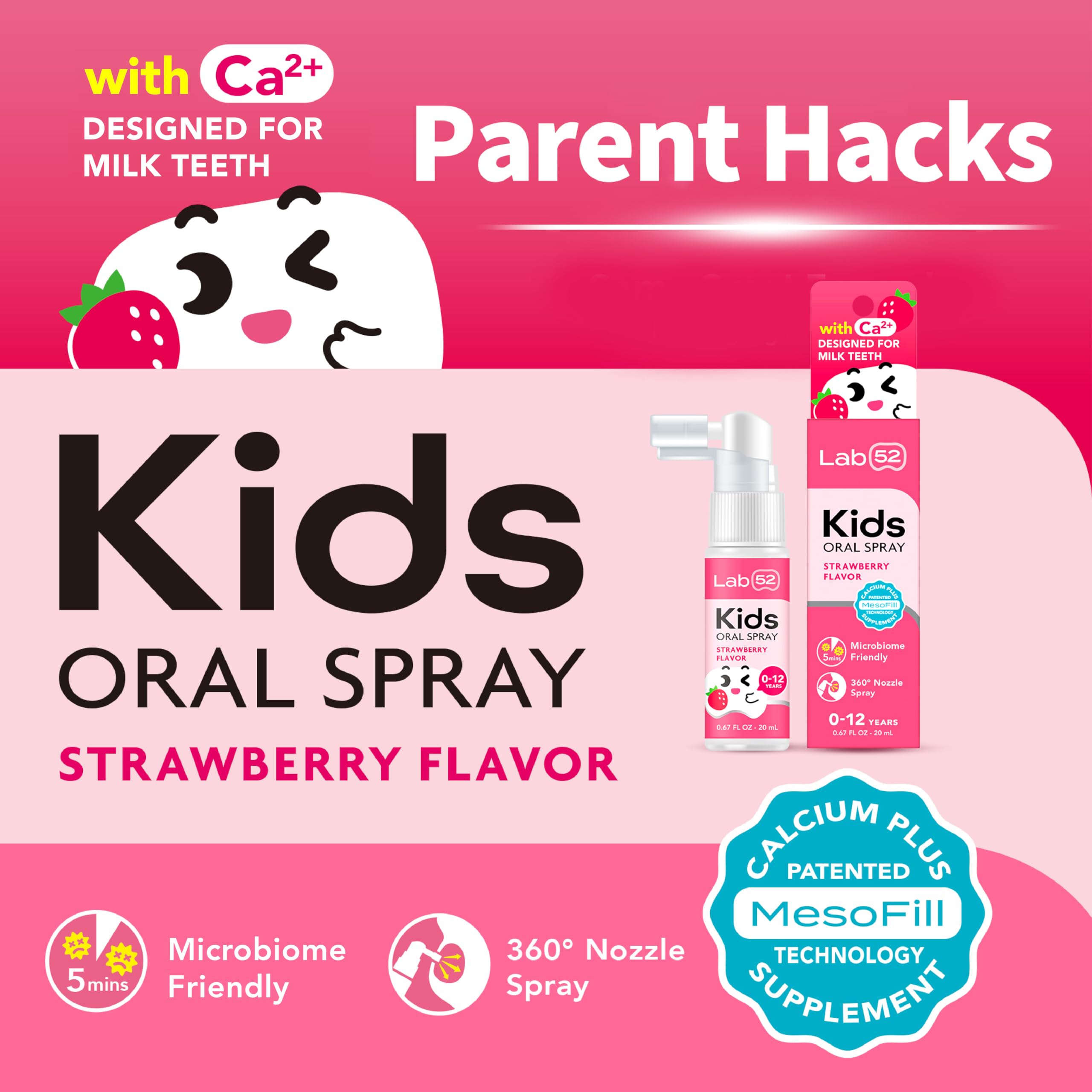 LAB52 Kids Oral Spray — usage quotidien de routine dentaire avec l'enfant.