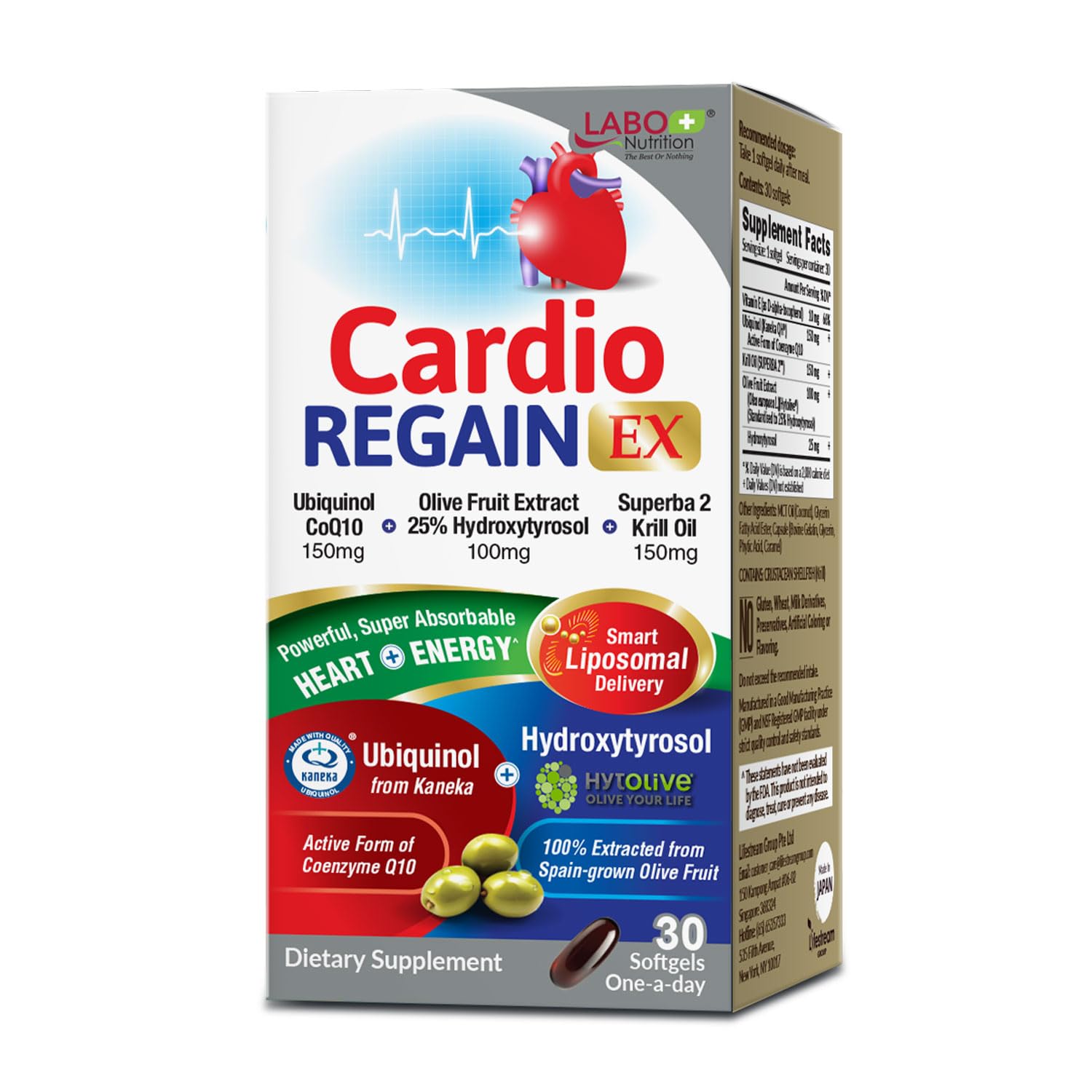 LABO Nutrition CardioREGAIN EX – bouteille montrée, énergie et vitalité potentielles
