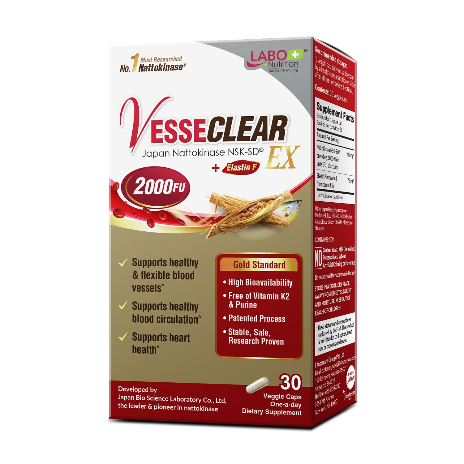 LABO Nutrition VesseCLEAR EX – bouteille, soutien potentiel à une circulation fluide