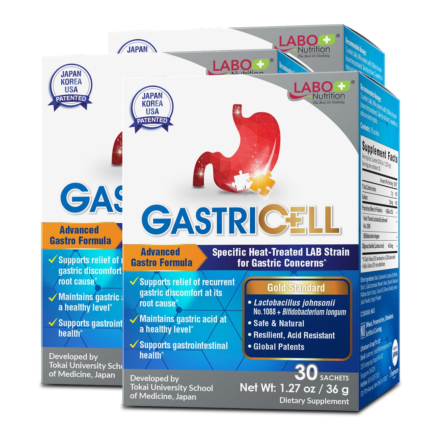 LABO Nutrition GASTRICELL emballage sachets, pratique et facile à emporter