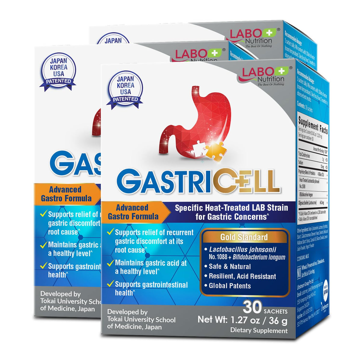 LABO Nutrition GASTRICELL emballage sachets, pratique et facile à emporter