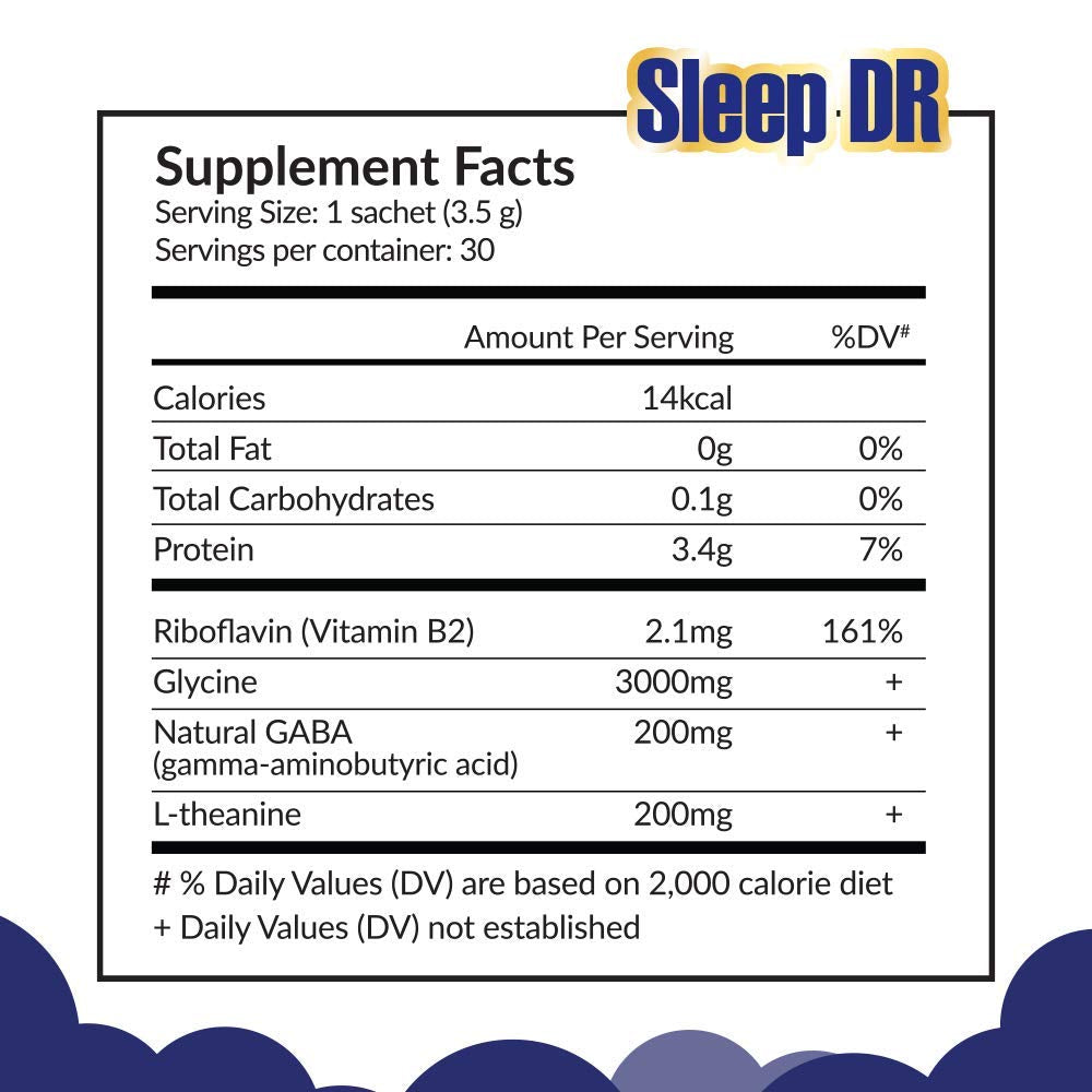 Boîte Sleep DR ouverte, poudre fine prête à mélanger.