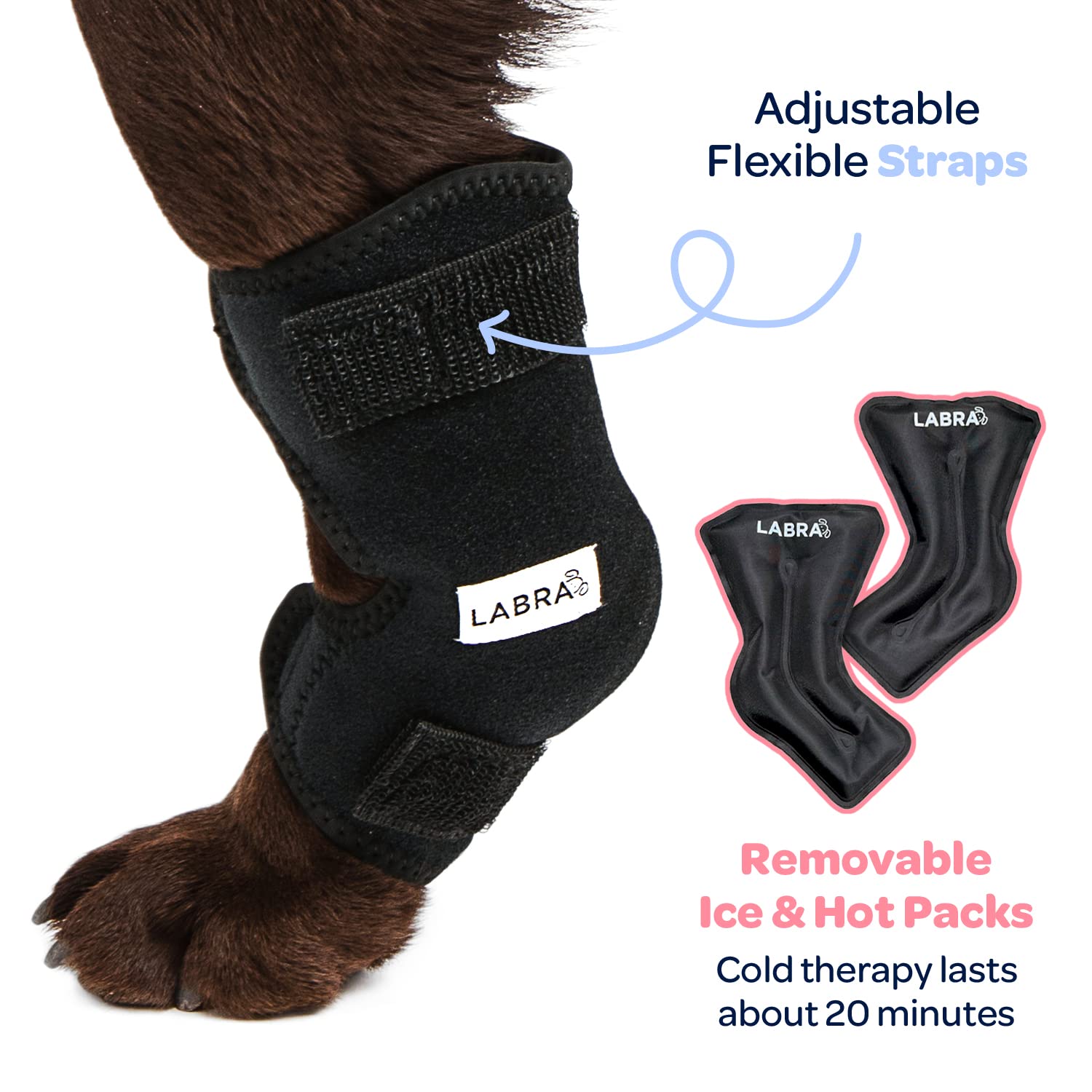 Labra Dog wrap compression jambe: maintien confortable et ajustable.