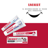 Tube Lacalut Multi Eff posé sur plan de salle de bains