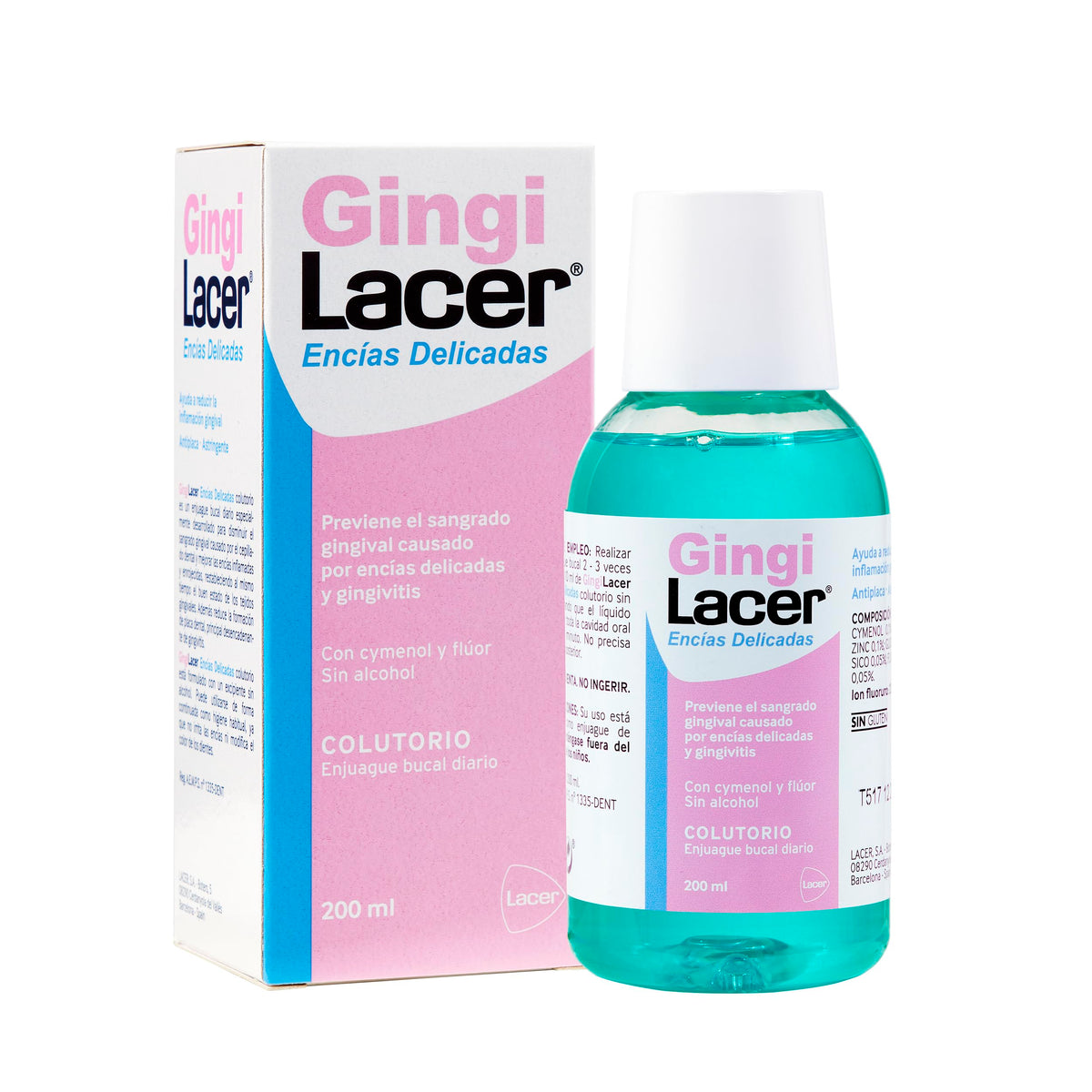 Gingi de Lacer, bouteille 100 ml, haleine fraîche après le brossage.