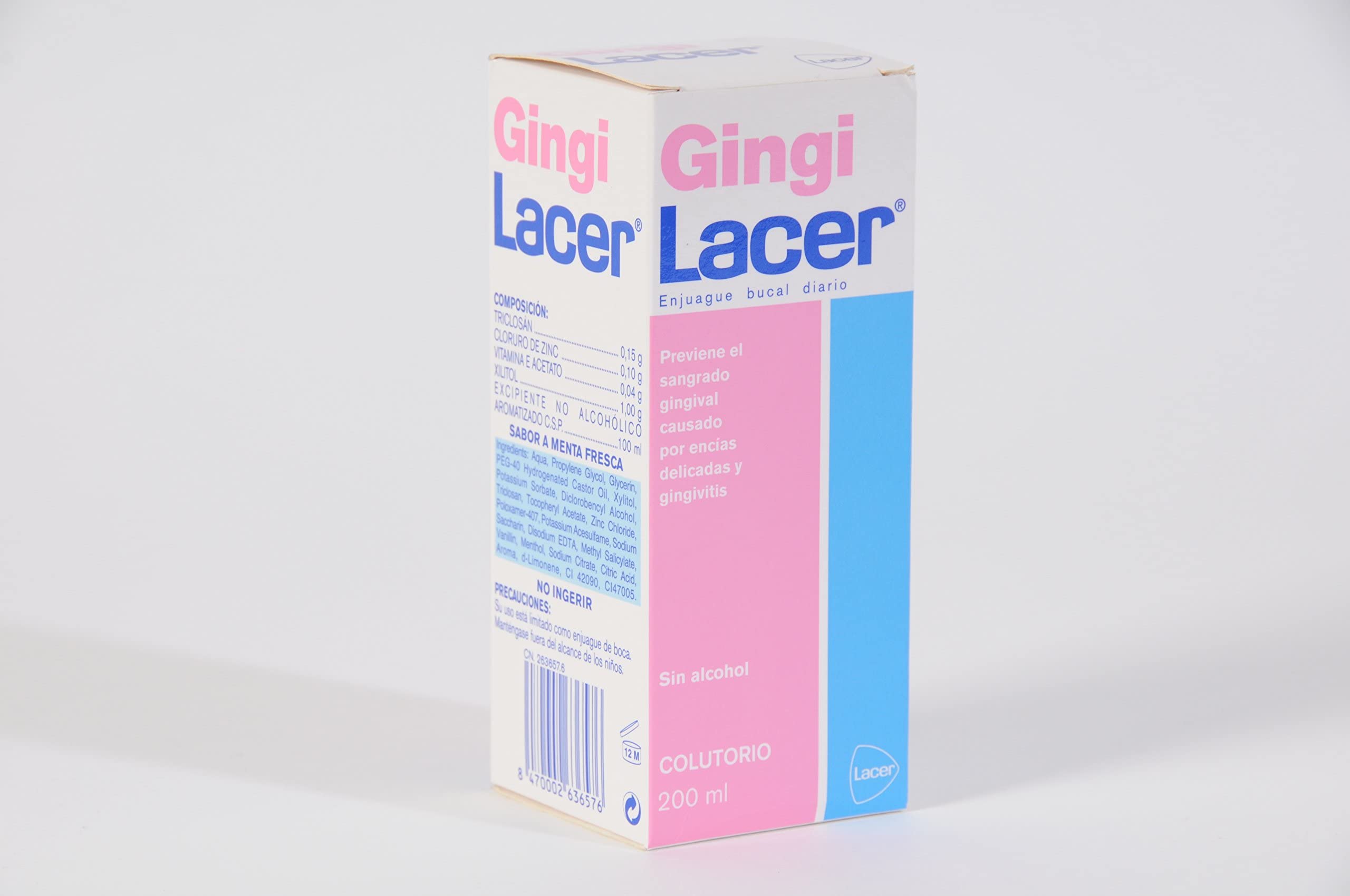 Gingi, étiquette élégante, flacon menthe, rafraîchissement quotidien pour l'hygiène buccale.