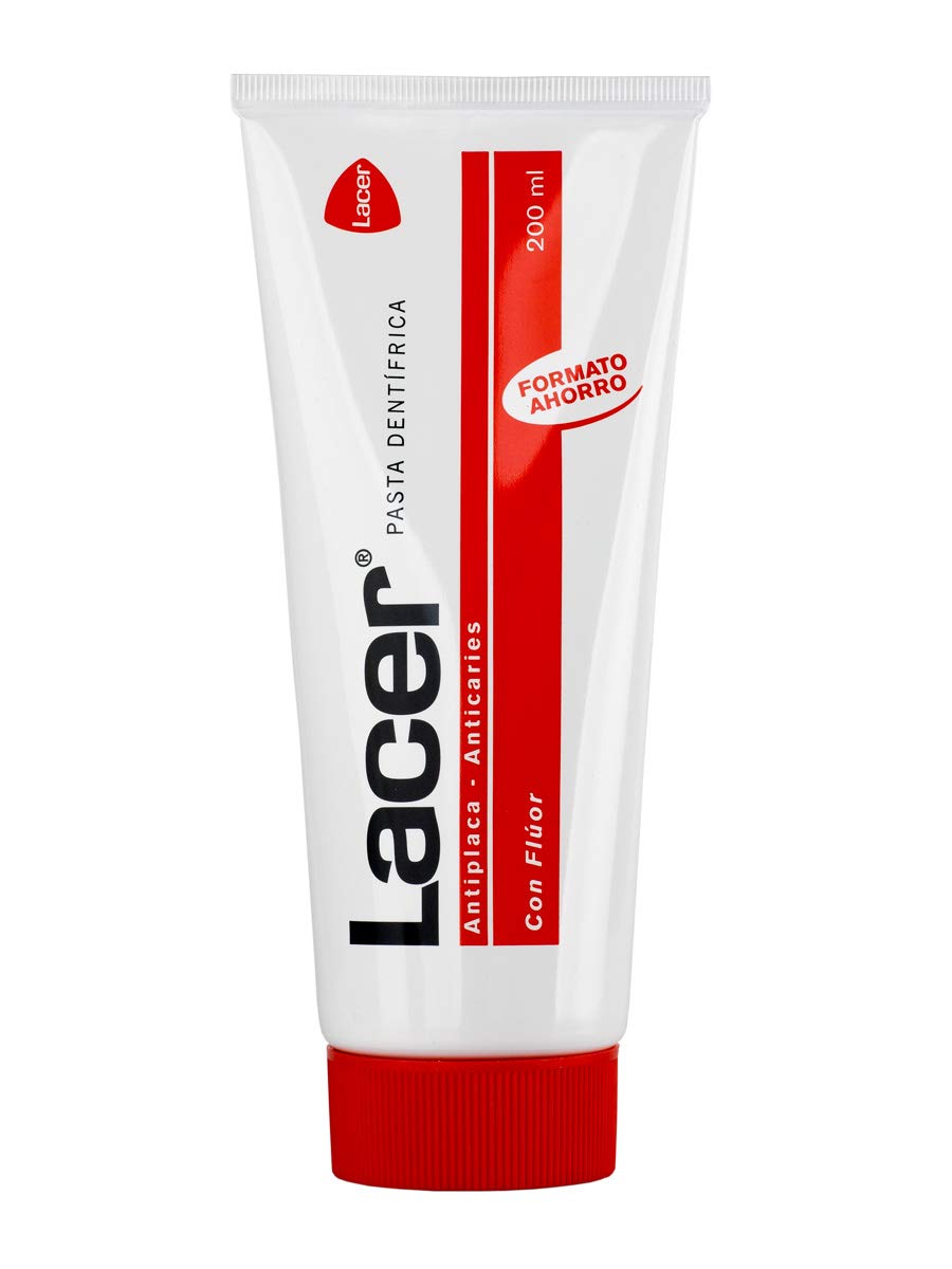 Pâte dentaire Lacer 200 ml, tube pratique pour l'hygiène bucco-dentaire quotidienne.