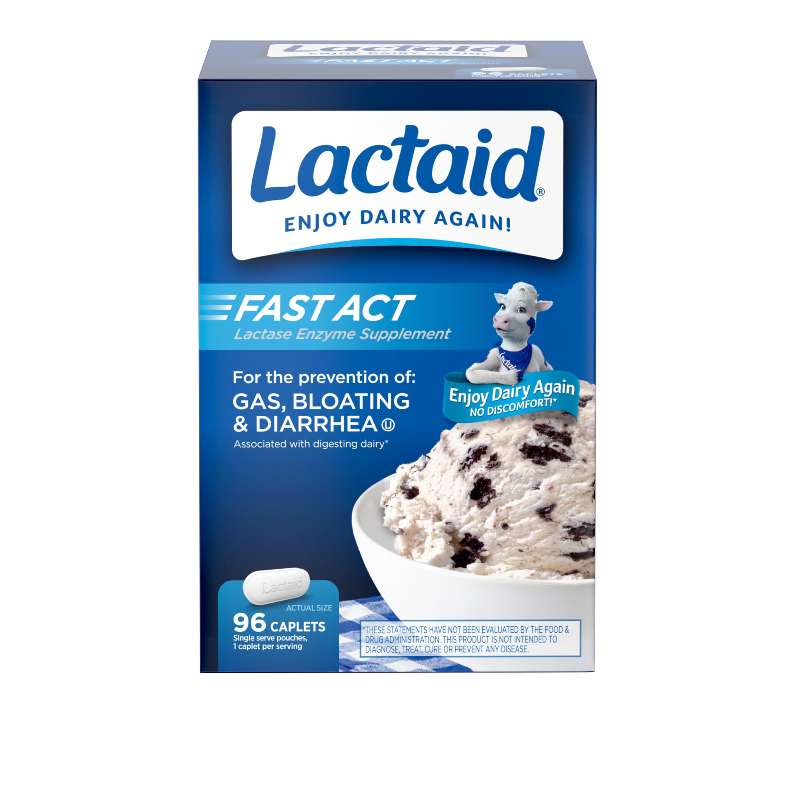 Lactaid Fast Act caplets 9000FCC, action rapide dès la première bouchée.