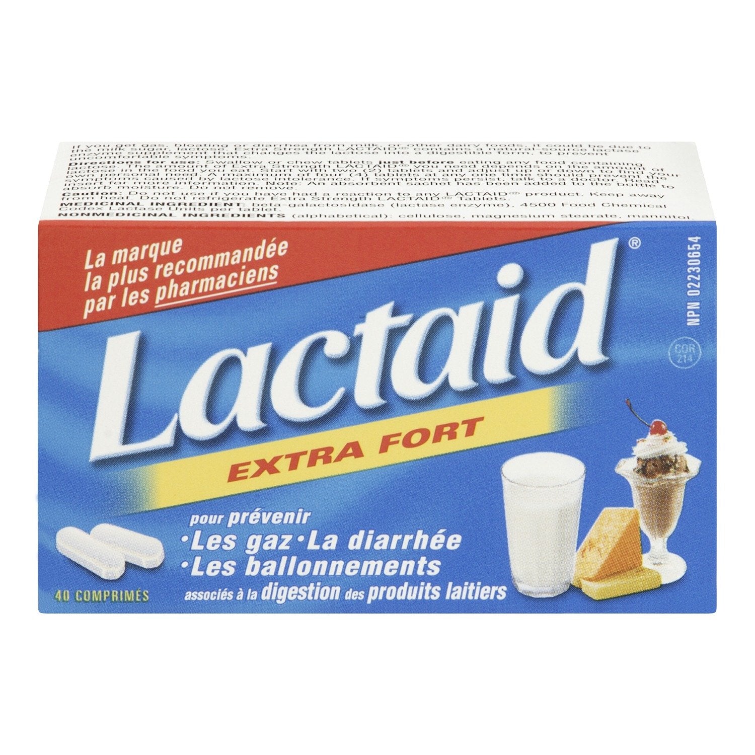Lactaid tablettes compacte, format portable pour les sorties.