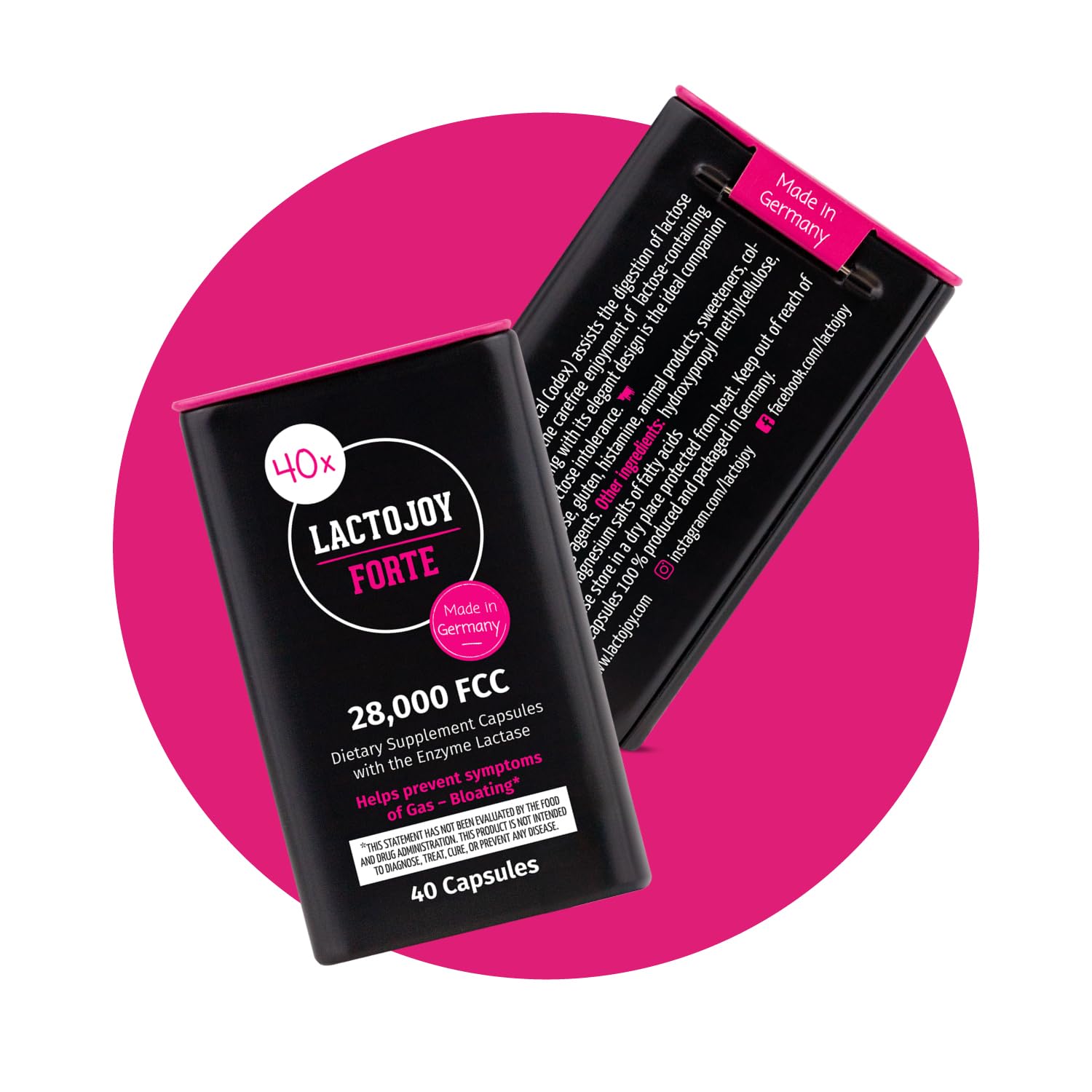 Gélules lactase végane LactoJoy Forte pour digestion des produits laitiers
