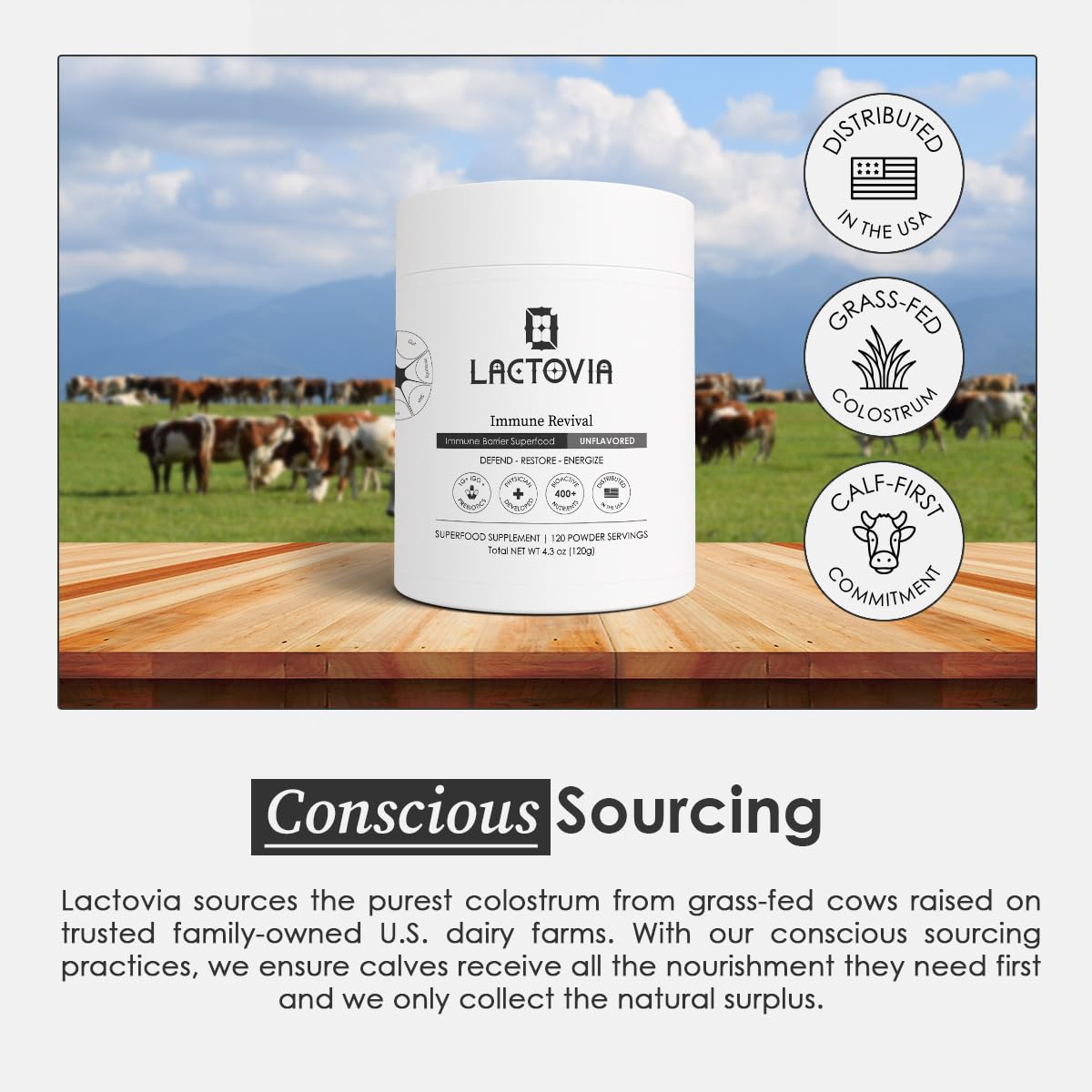 LACTOVIA colostrum bovin poudre — idéal dans yaourt ou smoothie.