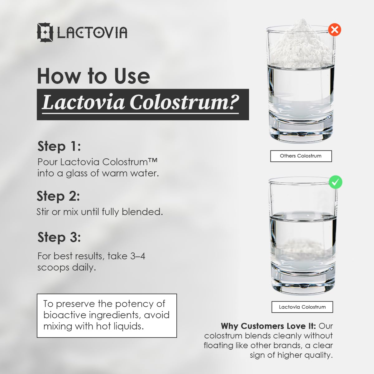 LACTOVIA colostrum bovin poudre — poudre fine et facile à utiliser.
