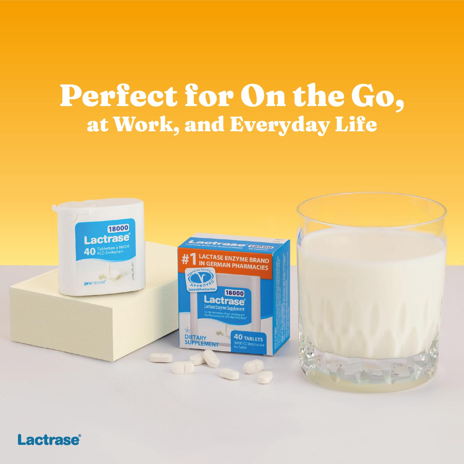 Action rapide des Lactrase pour digérer lait et produits laitiers.