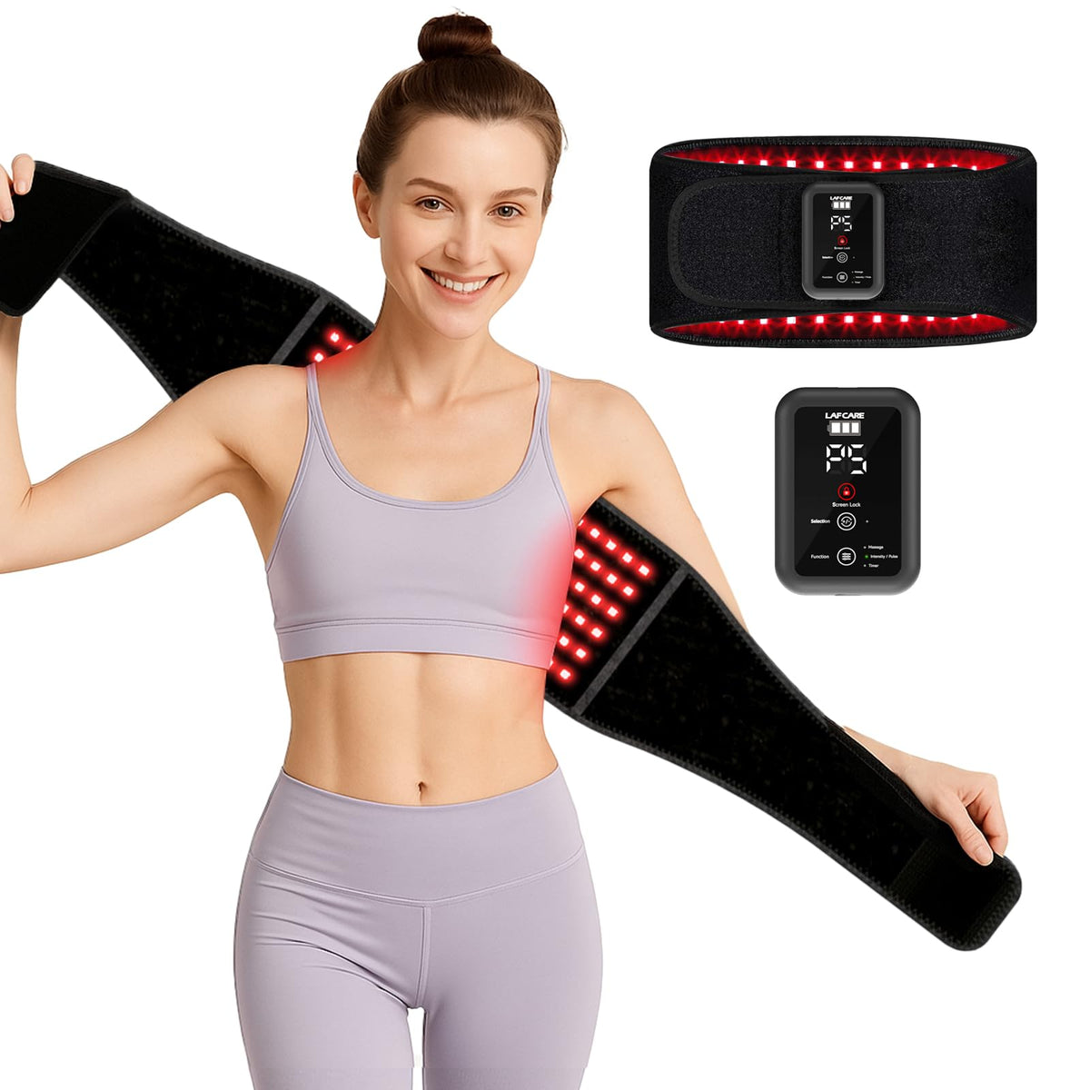 Bande LAFCARE avec lumière rouge 660 nm pour dos et corps, usage à domicile