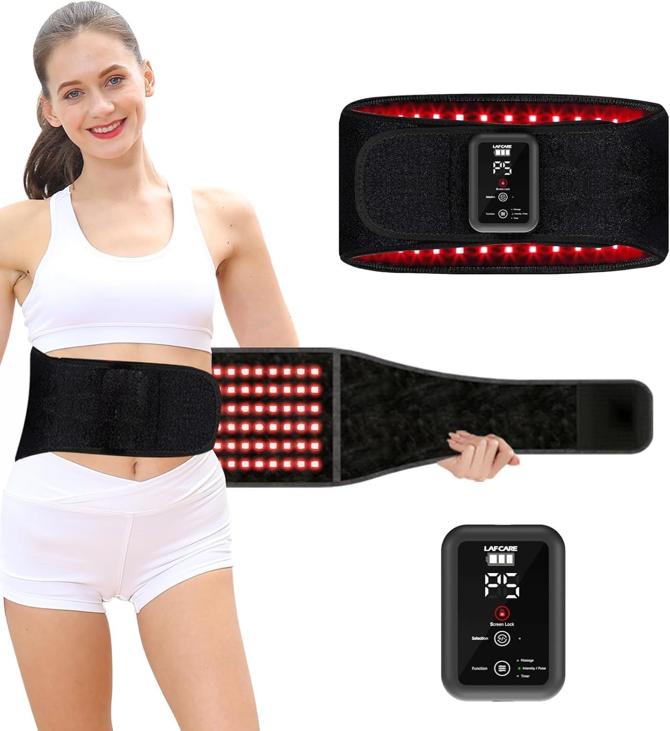 LAFCARE Ceinture lumière rouge sur le dos, utilisation relaxante à domicile.