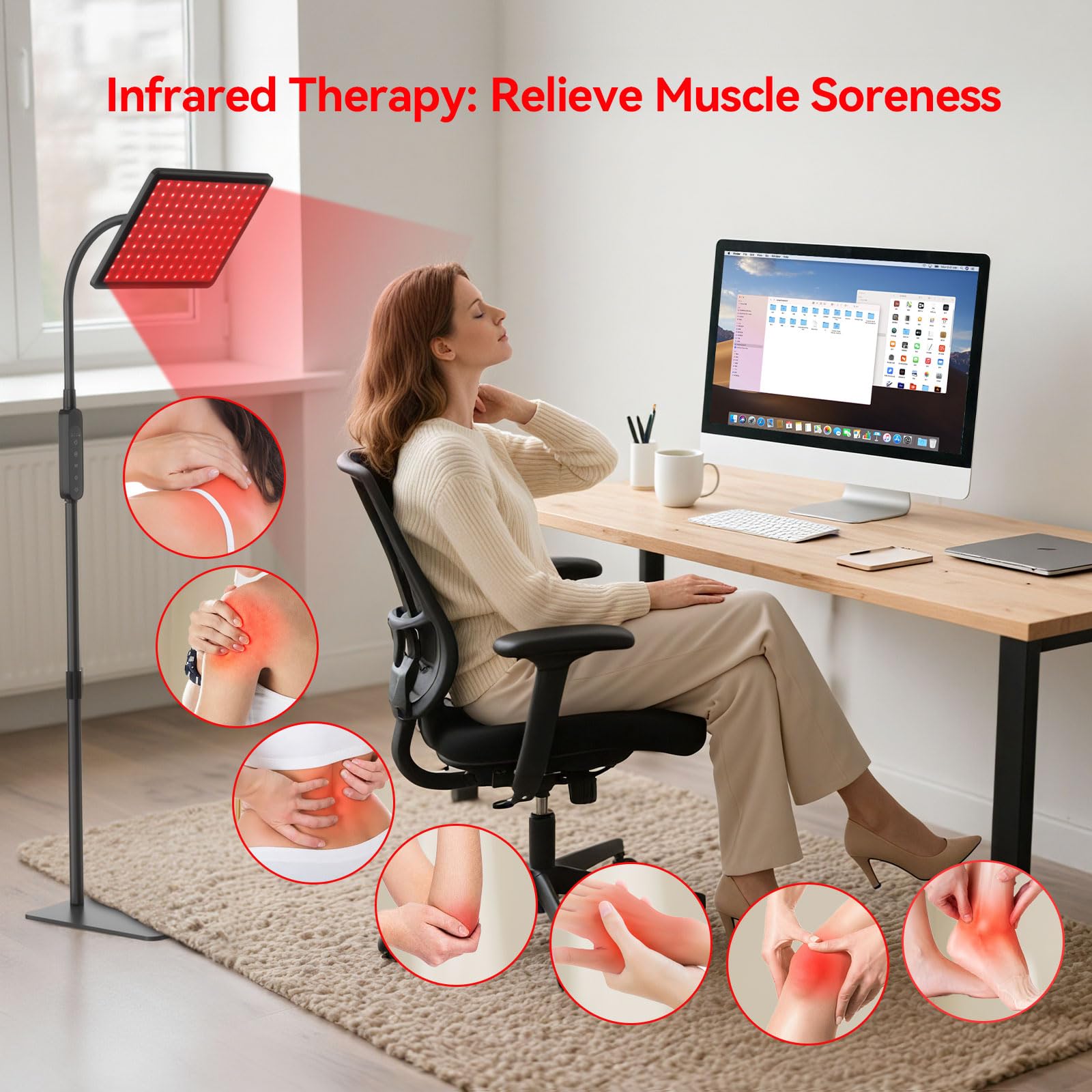 Lampe LAFCARE corps: lumière infrarouge 850nm pour détente musculaire.