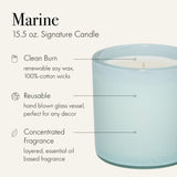 Bougie Signature Marine LAFCO New York, flacon verre soufflé, décor élégant et réutilisable.