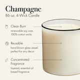 Détail du verre soufflé, bougie Champagne LAFCO New York pour une touche sophistiquée.