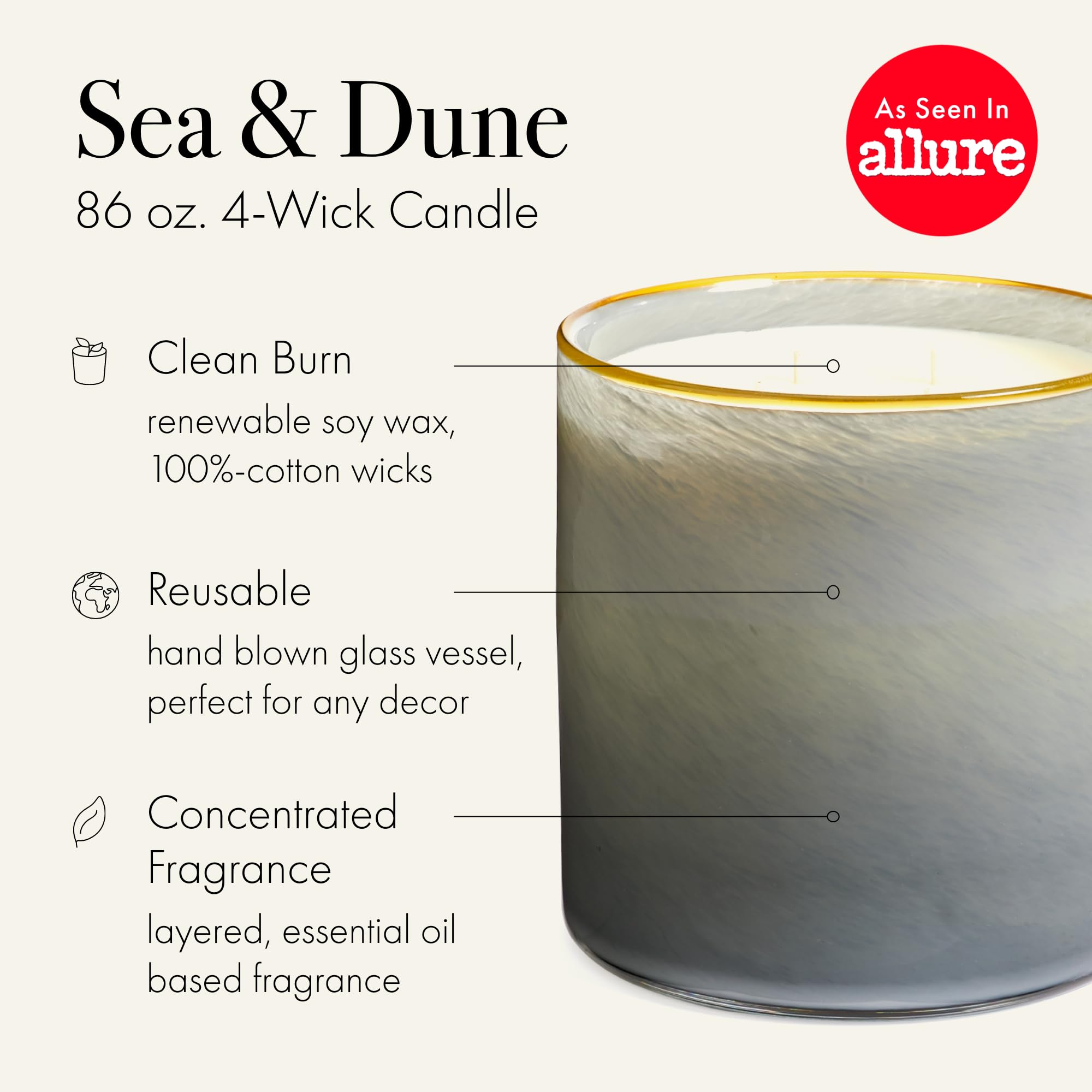 LAFCO New York Sea & Dune, bougie allumée, parfum durable dans l’espace