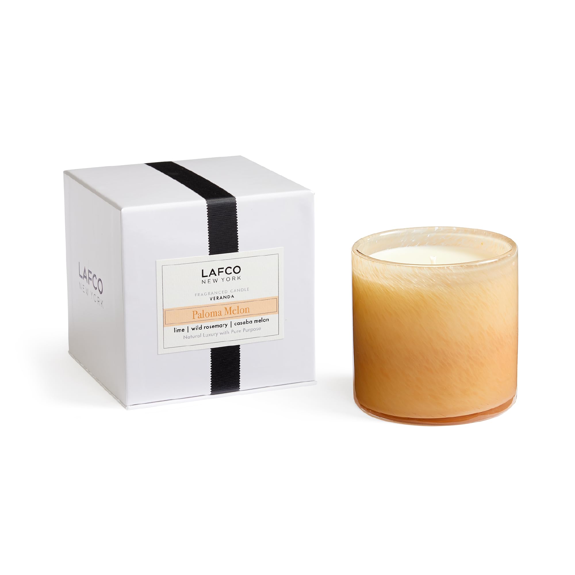 LAFCO New York Paloma Melon — bougie en verre soufflé offrant parfum durable.