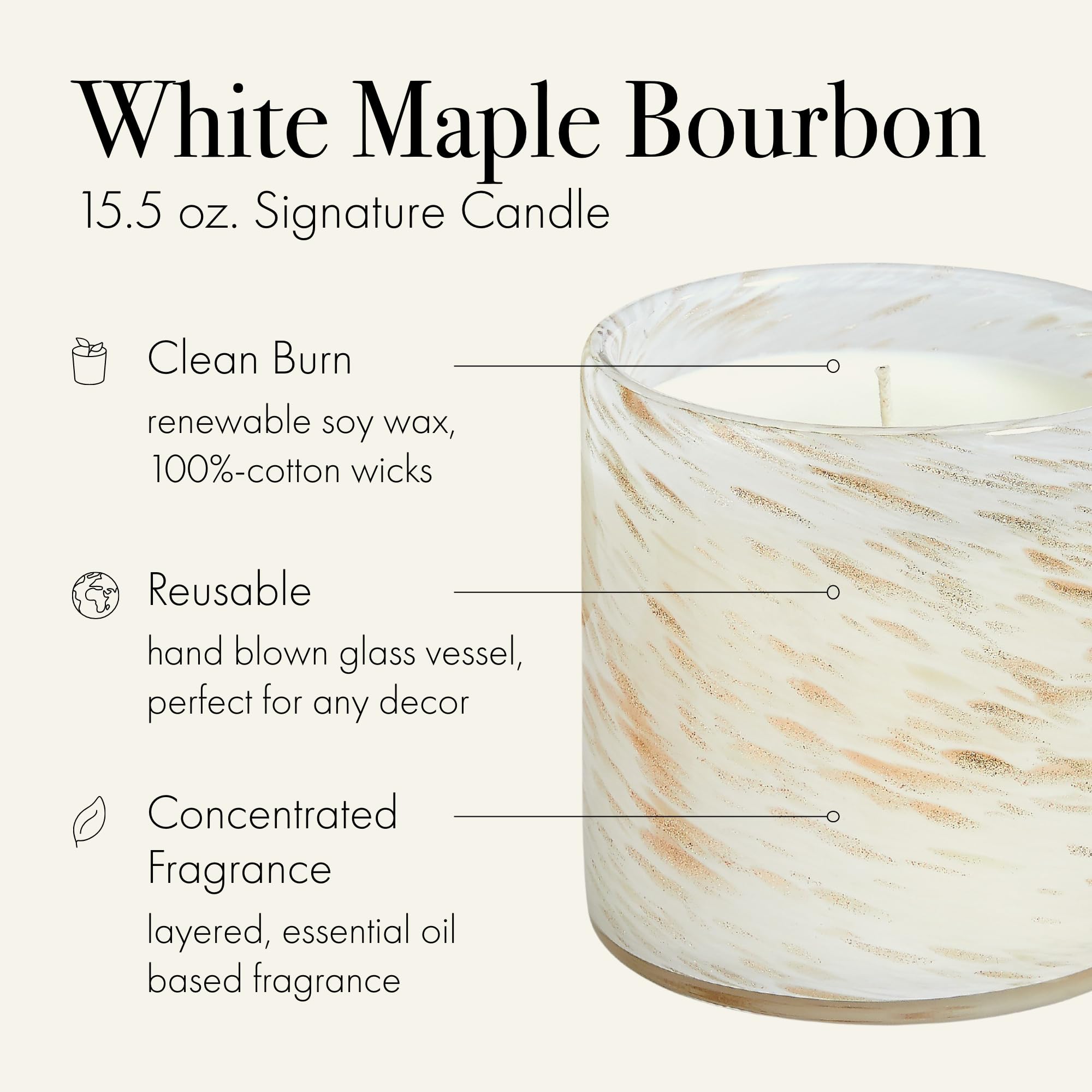 LAFCO New York Bougie avec verre soufflé, notes d érable et bourbon.