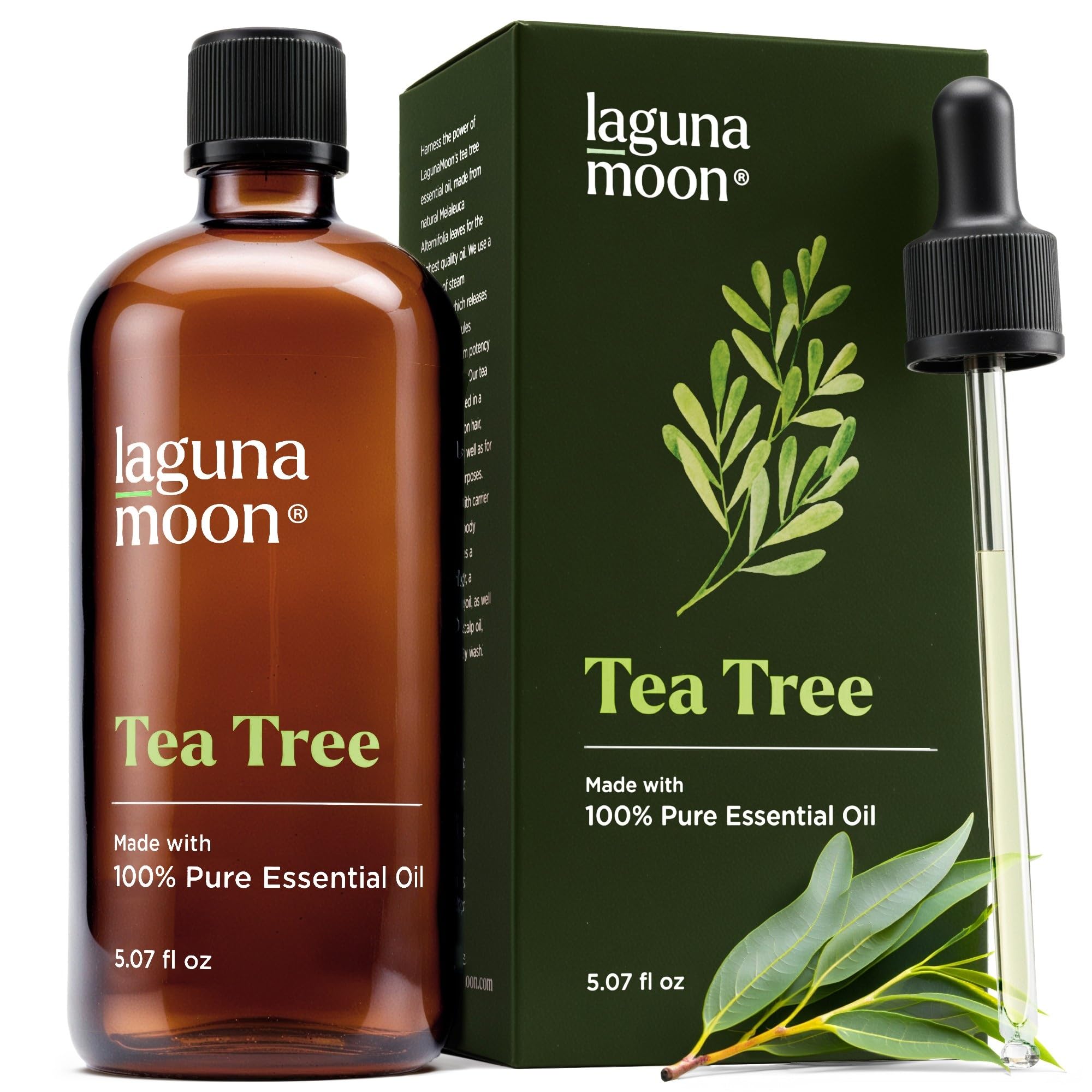 Lagunamoon Australian Tea Tree Oil — bouteille XXL avec drops, prêt pour aromathérapie et DIY.