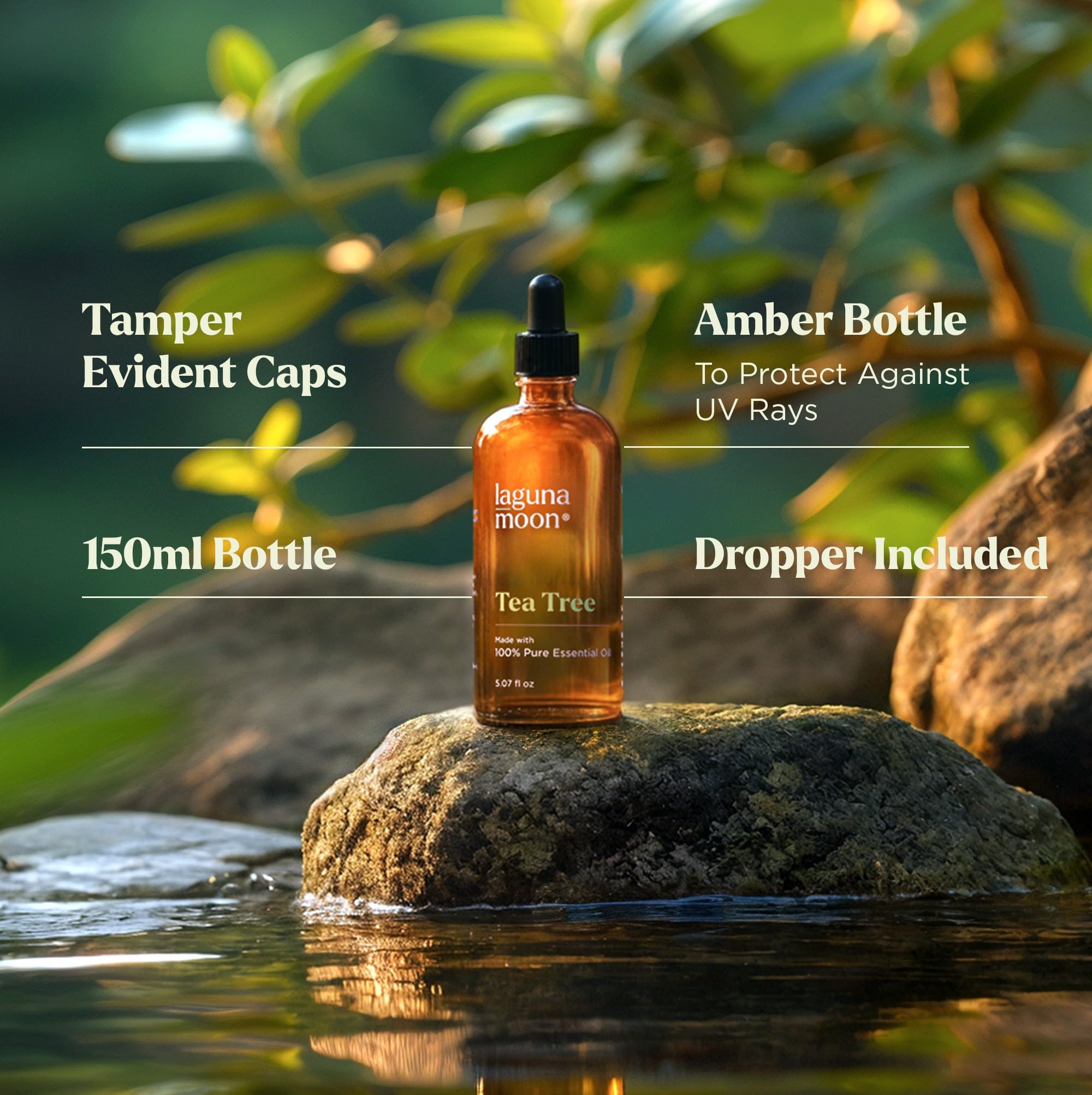 Lagunamoon Tea Tree Oil — distillation à la vapeur pour une fragrance durable.