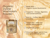 Poudre champignon ostre de Laird Superfood, idéale en soupes, sauces et plats.