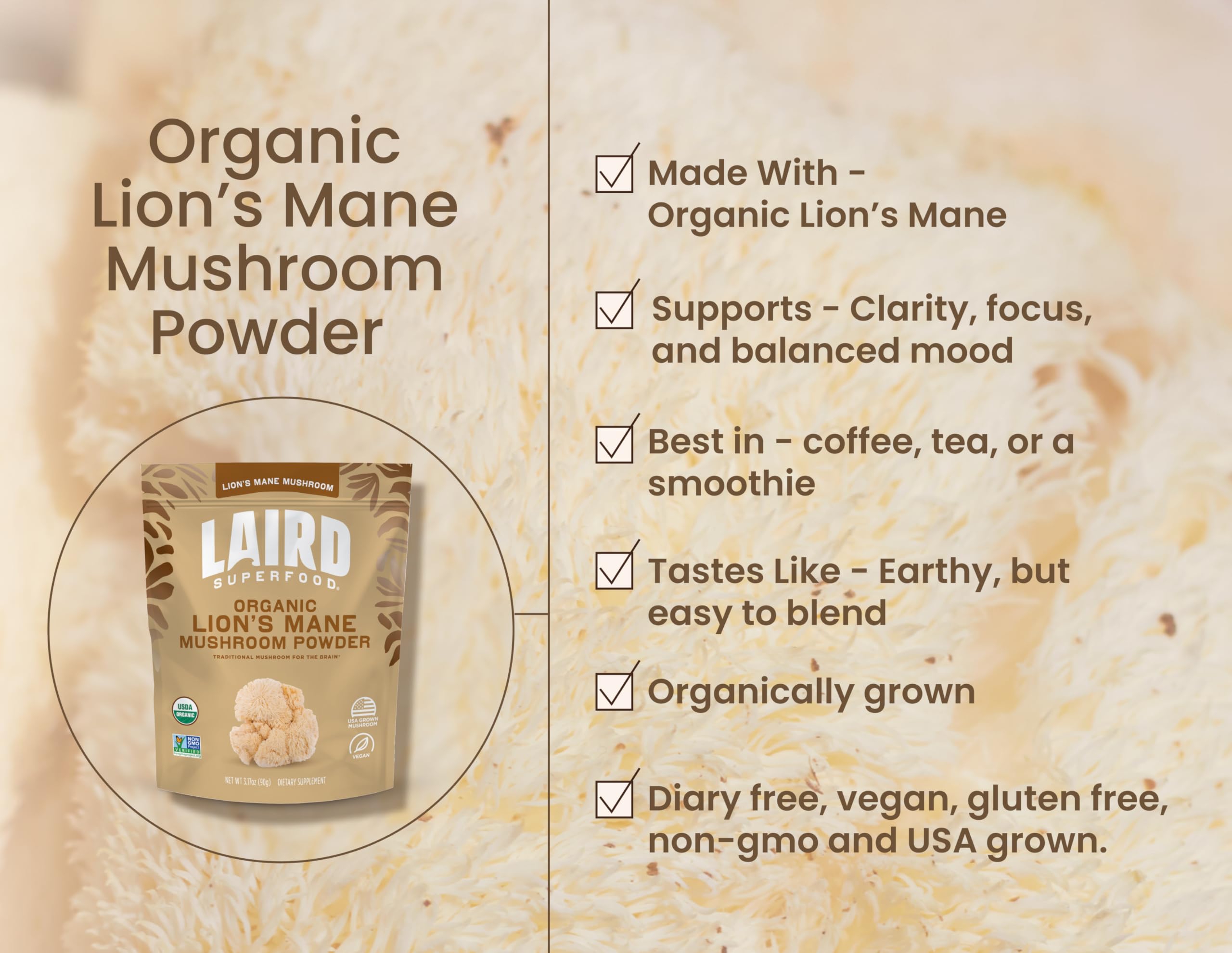 Intégrez-la facilement dans café ou thé avec Laird Superfood pour une utilisation quotidienne