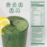 Mélange prébiotiques et fibres dans Daily Greens, démontrant la texture adaptée au shake.