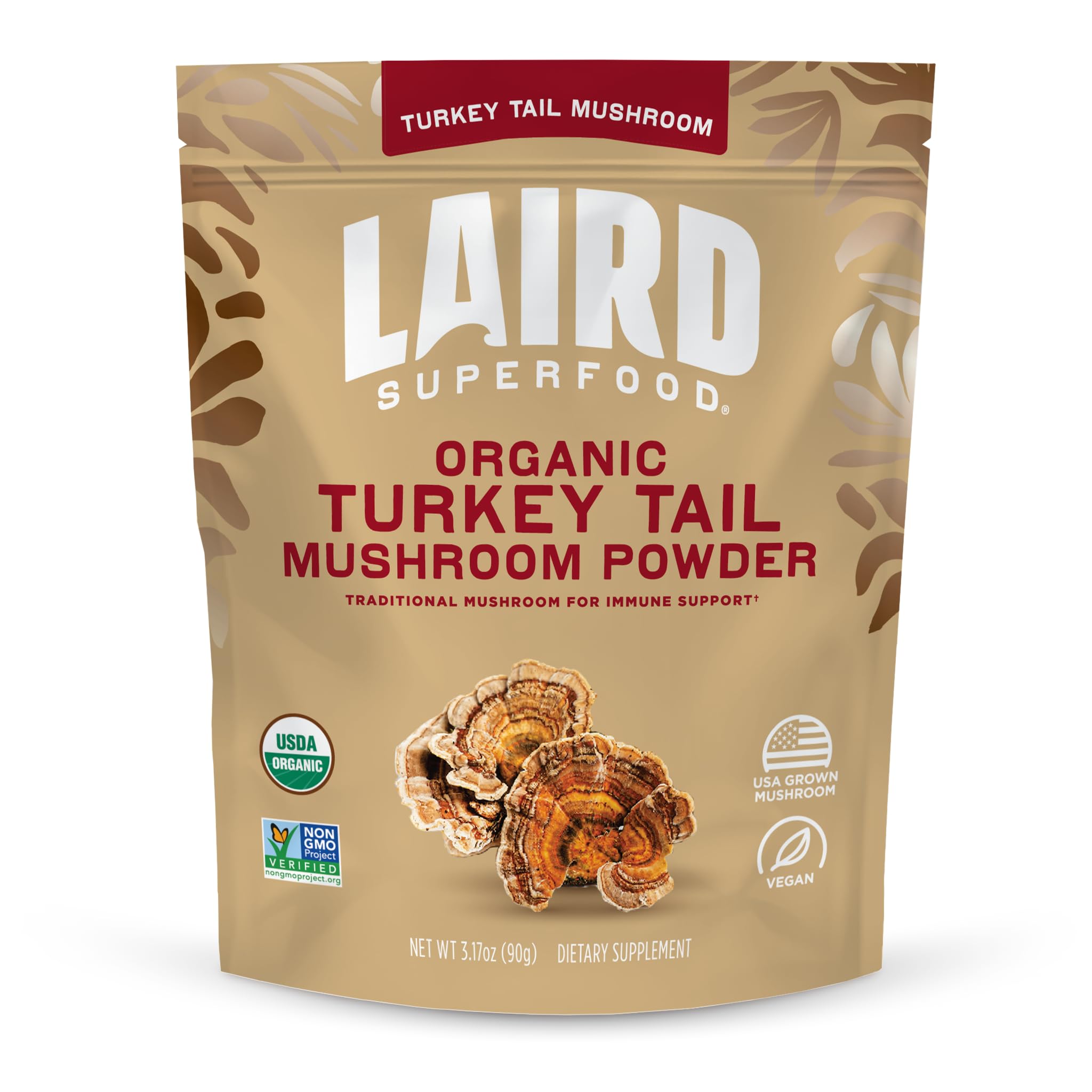 Laird Superfood Poudre Tramete Versicolore – immunité quotidienne renforcée grâce aux bêta-glucanes.
