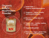 Laird Superfood Reishi en poudre – usage polyvalent dans boissons et recettes quotidiennes.