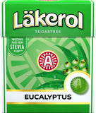 Läkerol Eucalyptus: boîte 25 g de pastilles sans sucre pour une fraîcheur durable.