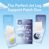 Patch PM Jet Lag relaxant prêt pour s'endormir après un long vol.