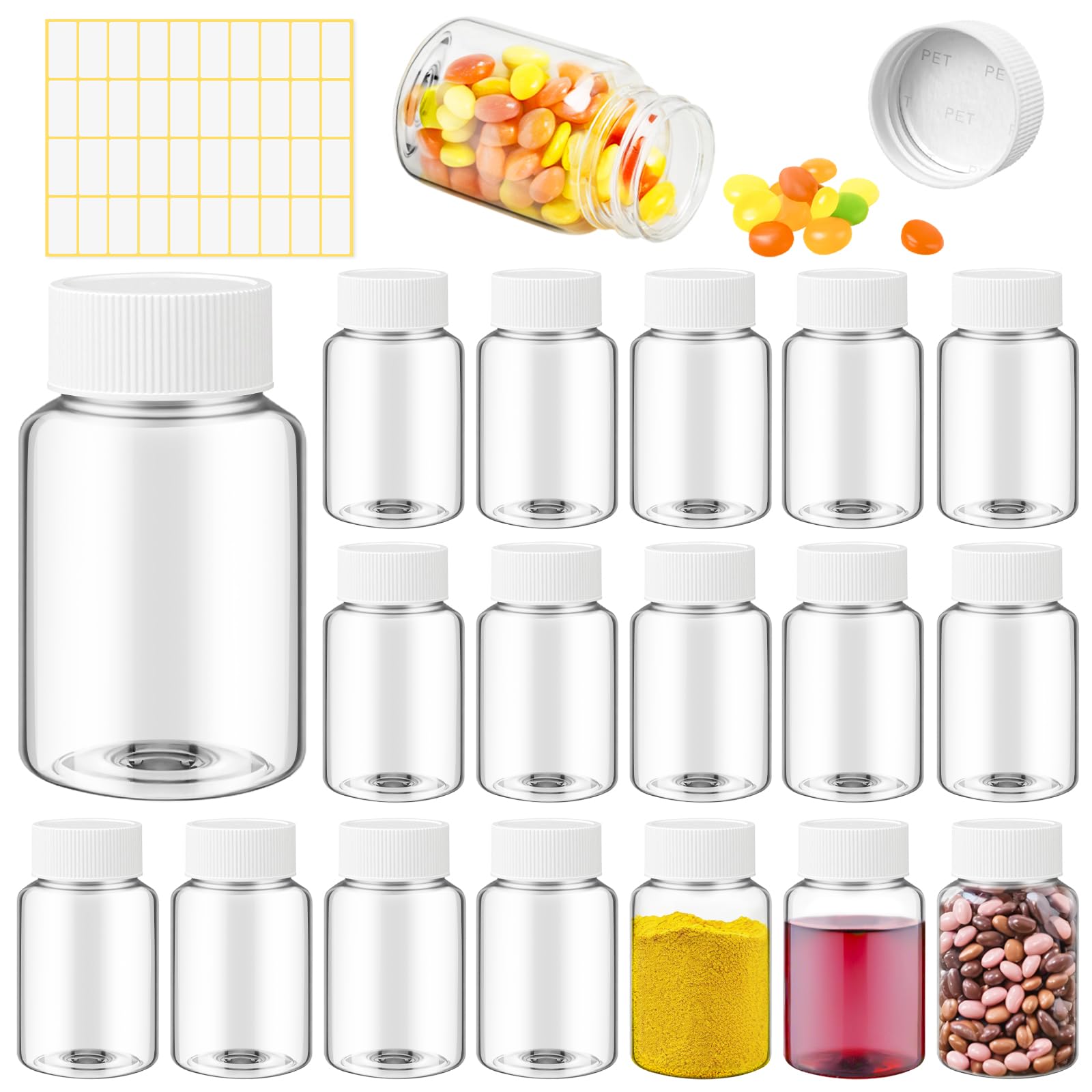 Lamoutor bouteille pilules 80ml transparente avec bouchon blanc, idéal pour le stockage sûr de comprimés