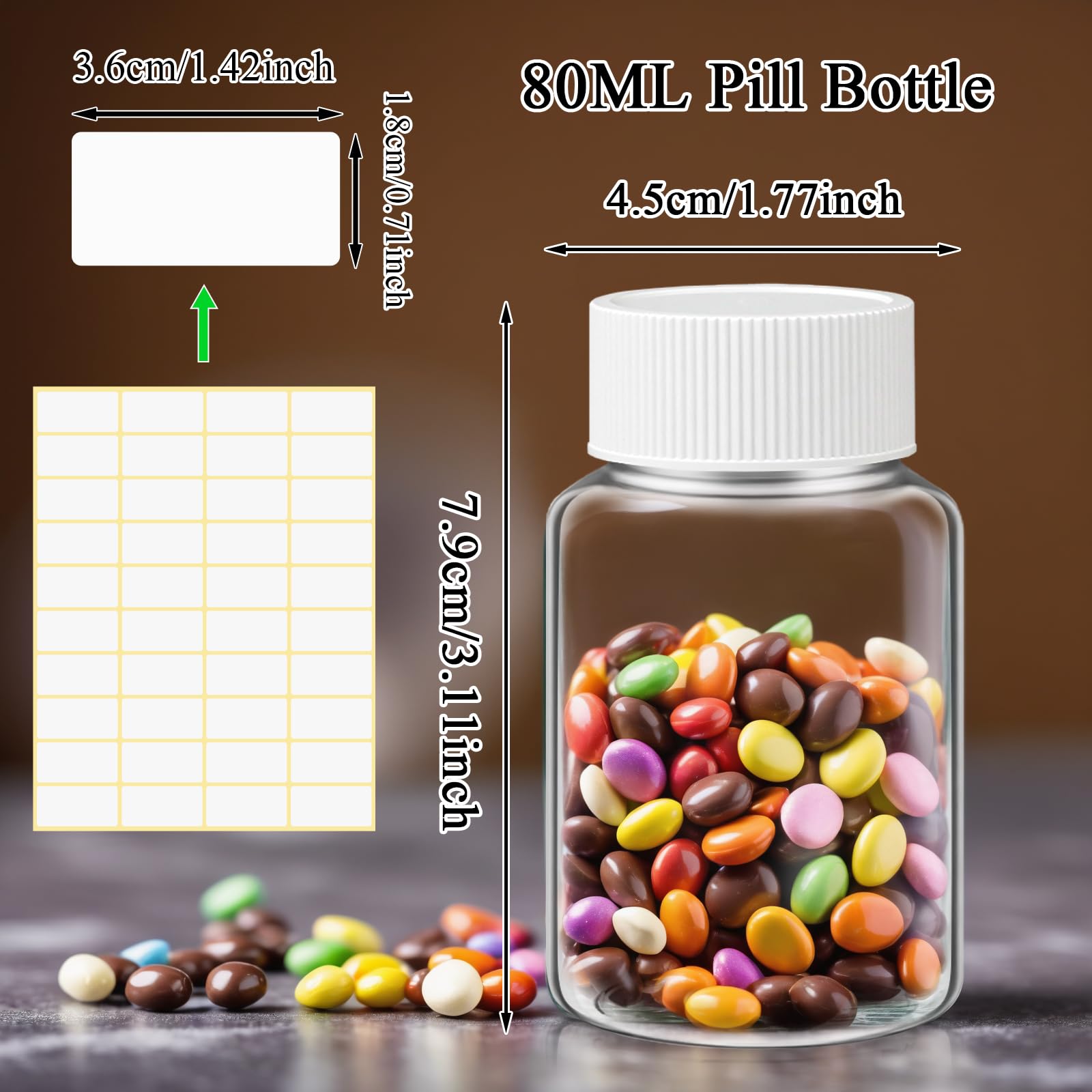 Lamoutor ensemble de bouteilles pilules 80ml transparentes, pratique pour petites quantités quotidiennes