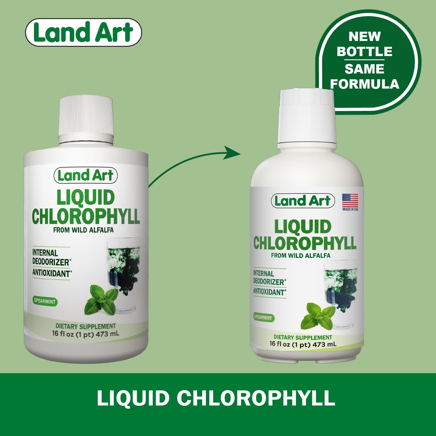 Land Art Chlorophylle Liquide Menthe — dose de 15 ml à mélanger dans l’eau