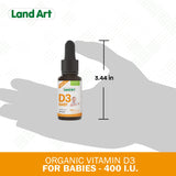 Land Art Gouttes D3 bébé – dosage quotidien simplifié avec lait ou repas.