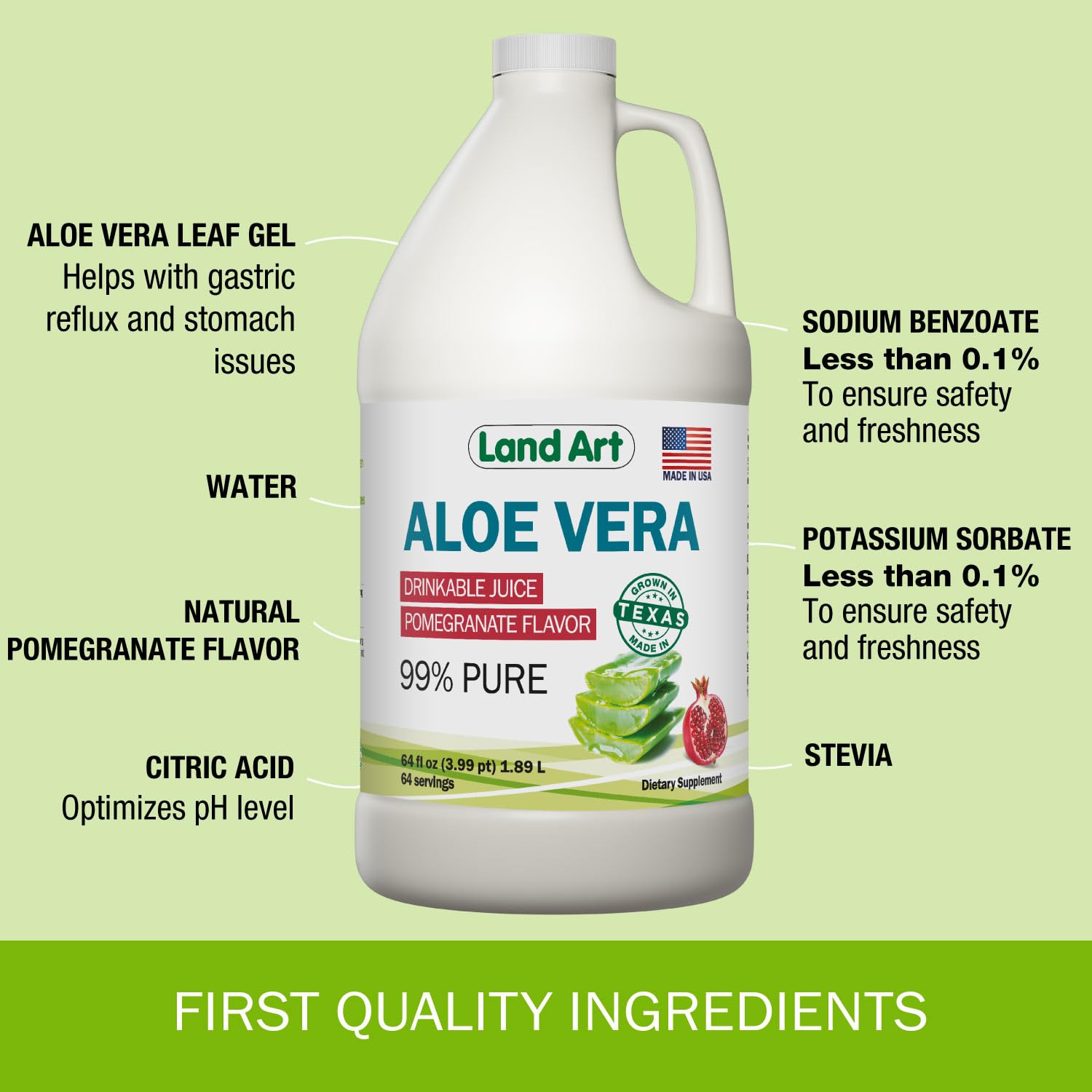 Pulpe interne d'aloe vera Land Art, sans solvants.
