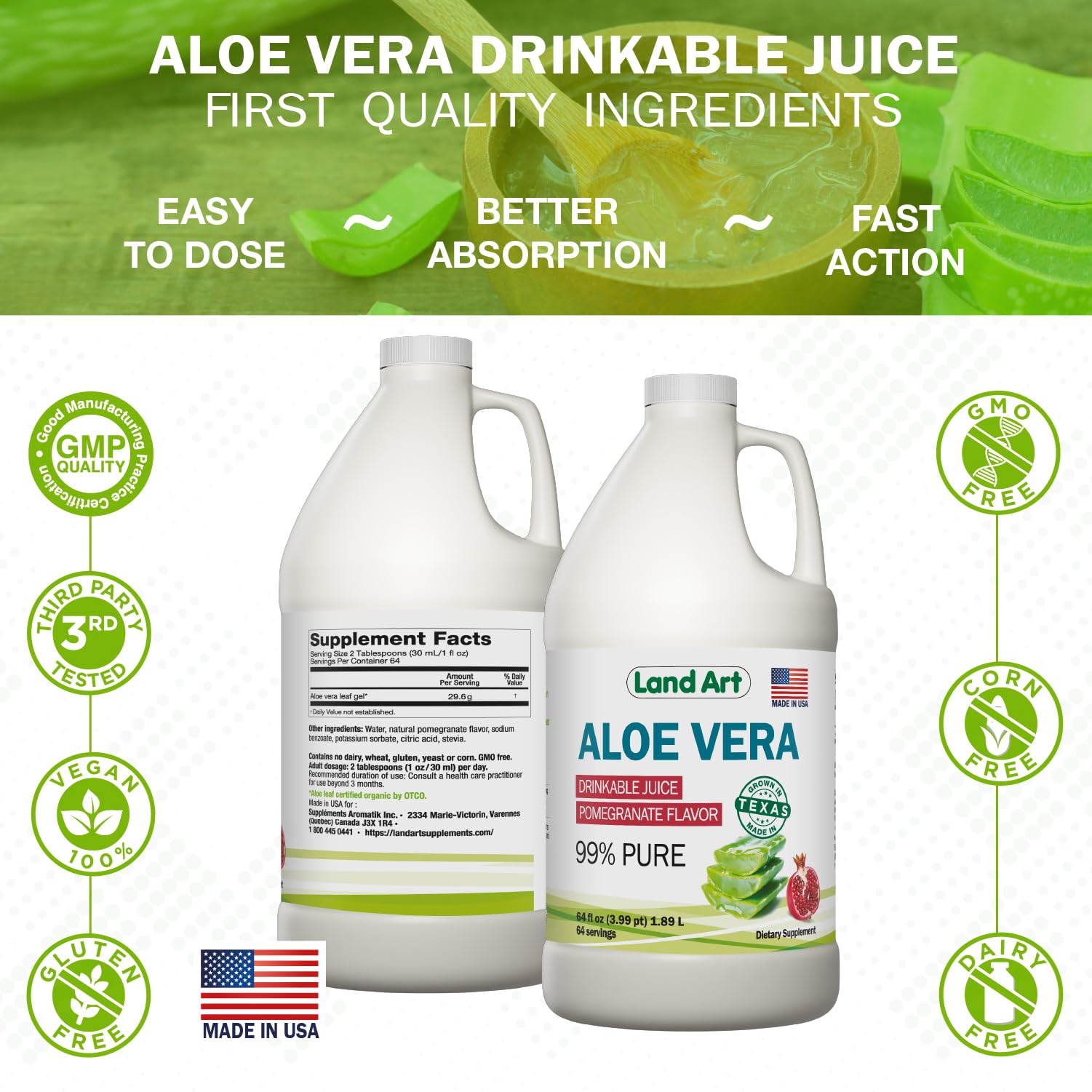 Formule végan et sans gluten Land Art Aloe Vera.