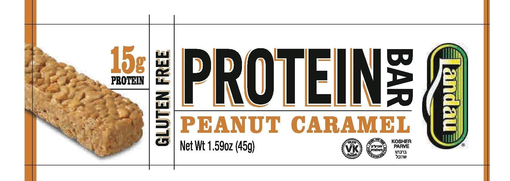 LANDAU barre protéinée cacahuète caramel, pratique à emporter lors d'un trajet.