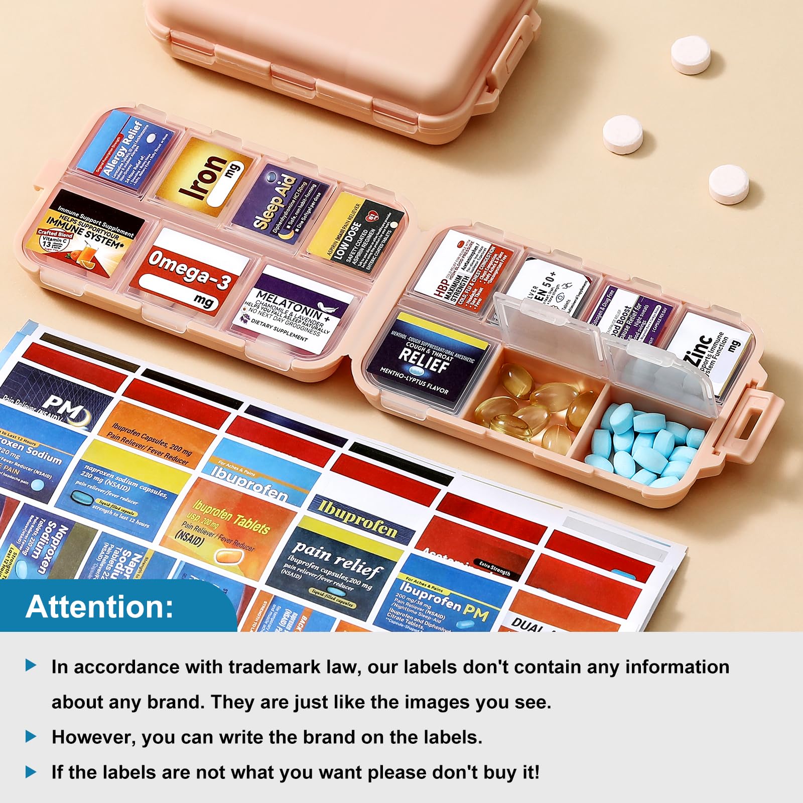 LANDNEOO étiquettes médicamenteuses 415 pré-imprimées, rangement clair et personnalisable.