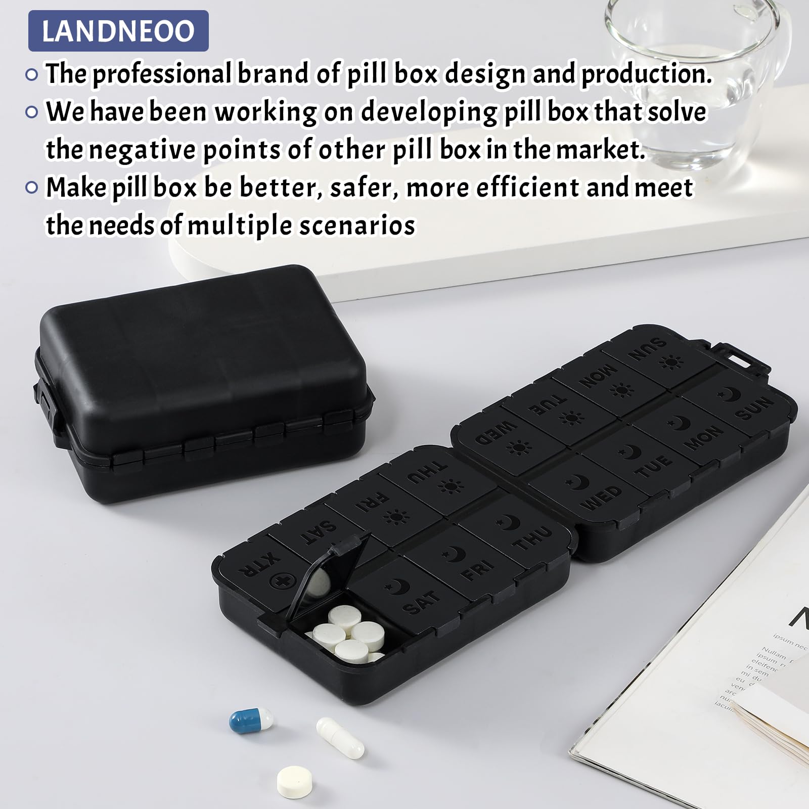 LANDNEOO usage portable voyage, pilulier léger et discret