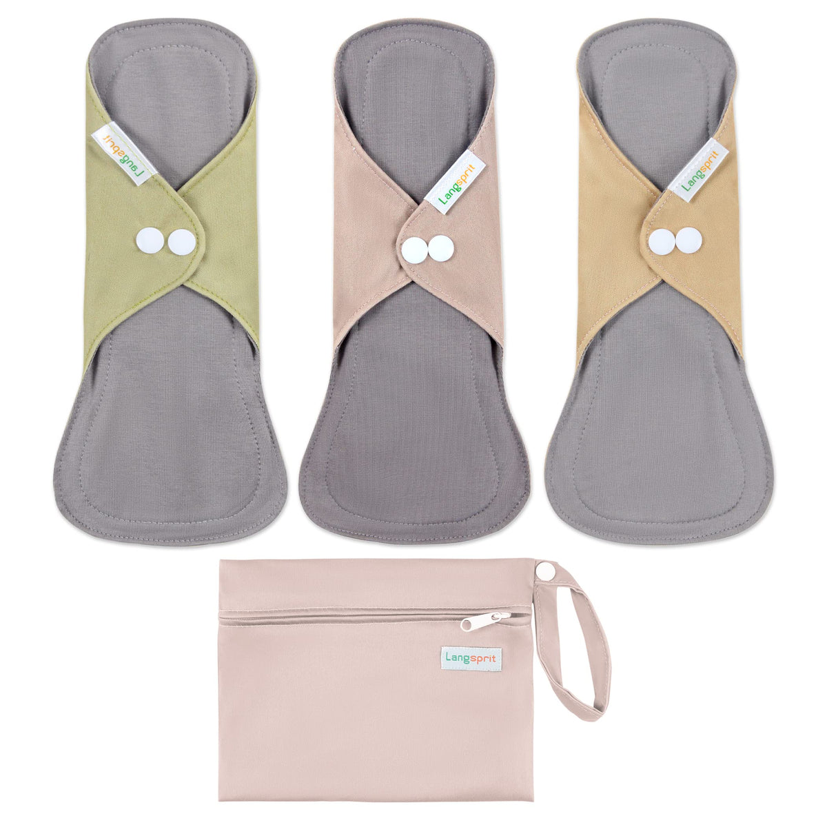 Langsprit protections menstruelles en coton, ensemble 3 pièces, confort durable pour différents flux.